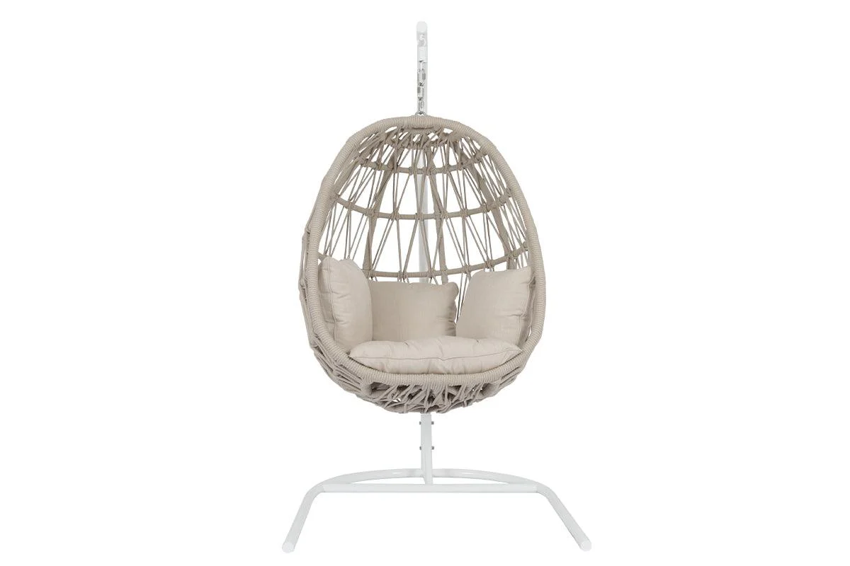 Dana Rope Hanging Club Chair in Linen Canvas w/ Self Welt - Remutear