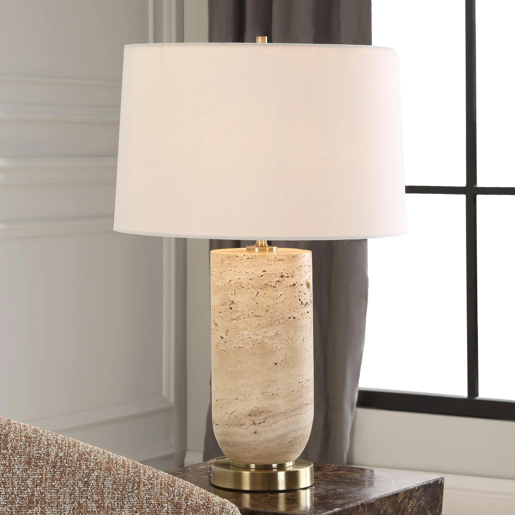 Aubrey Travertine Table Lamp - Remutear