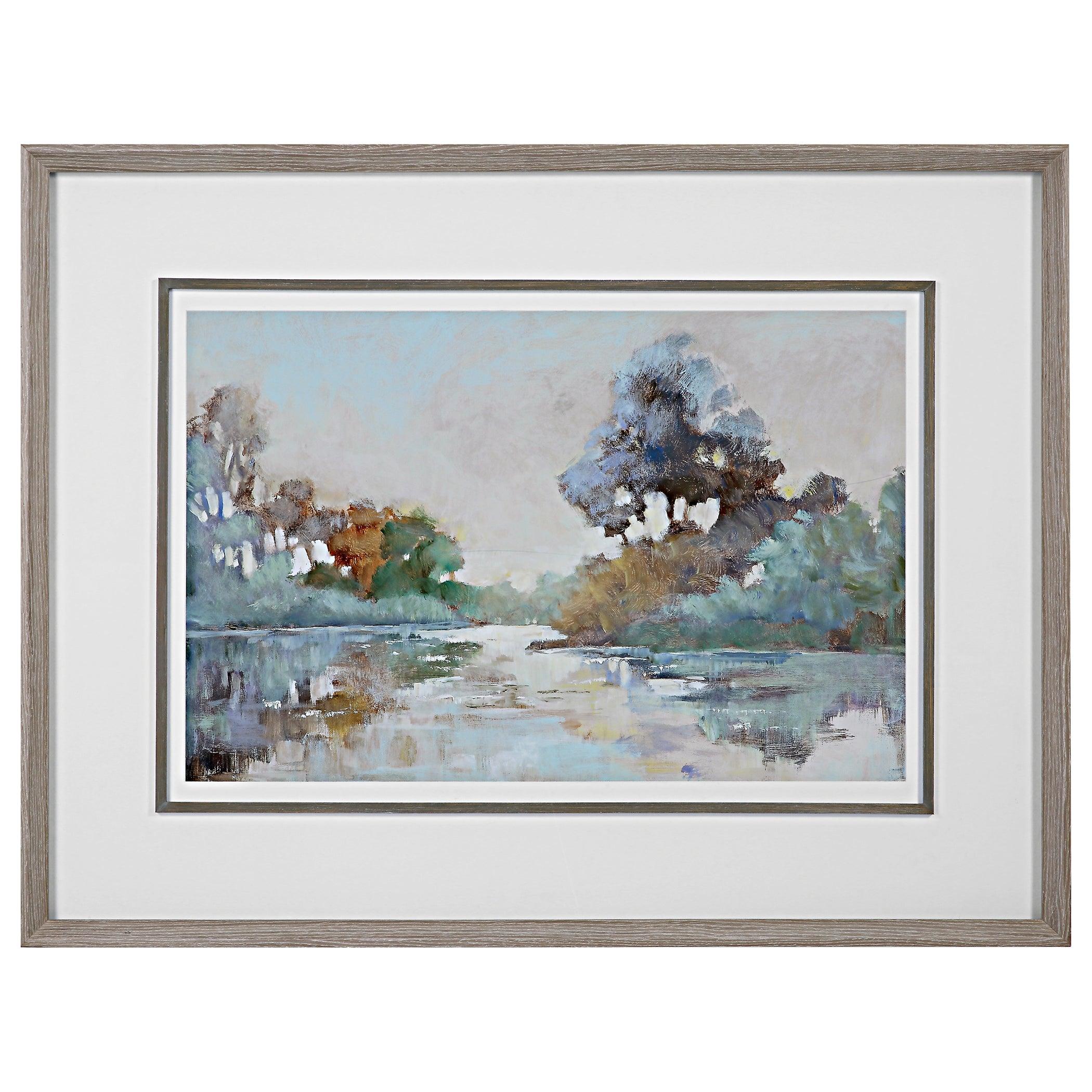MORNING LAKE WATERCOLOR FRAMED PRINT - Remutear