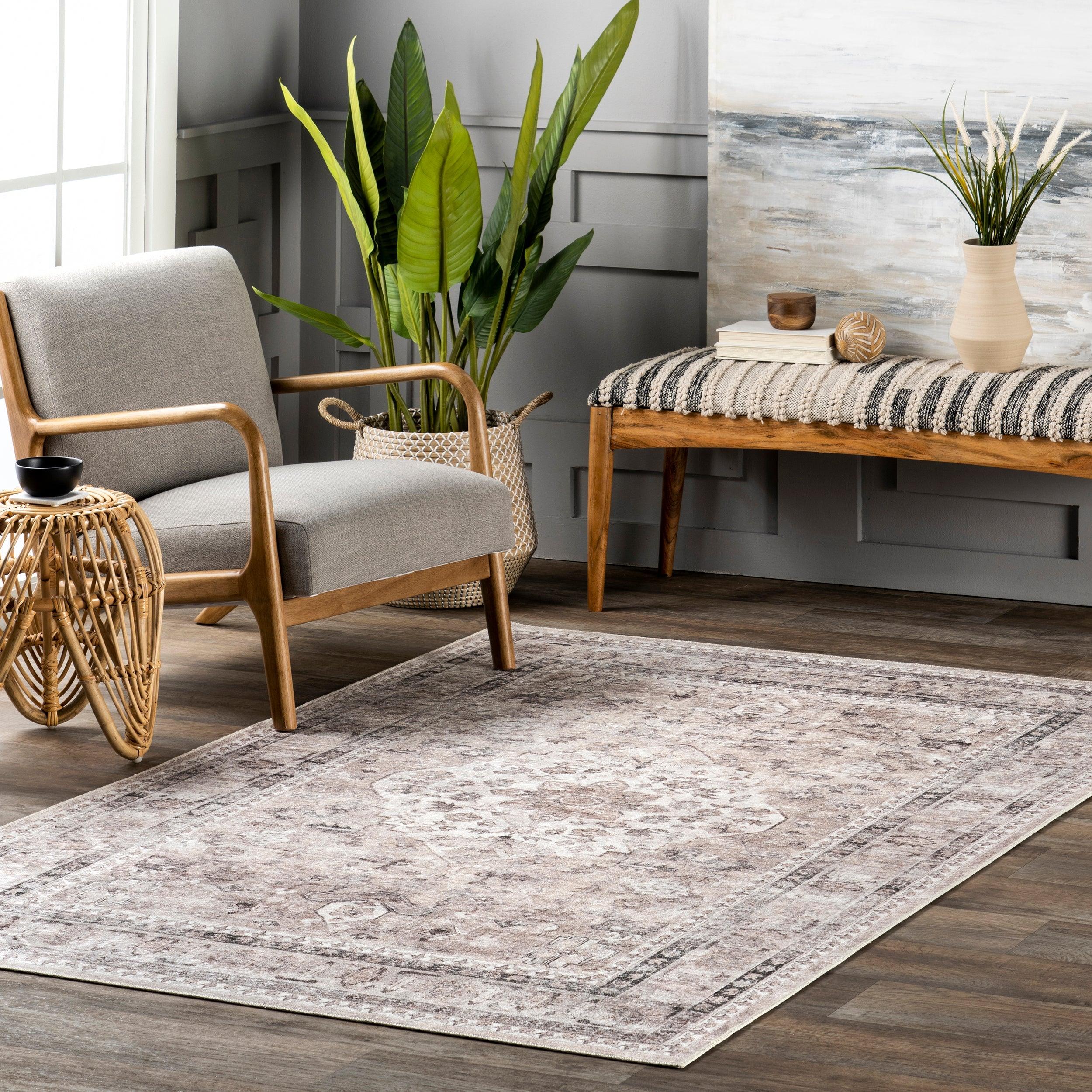 Davi Faded Stain-Resistant Machine Washable Area Rug - Remutear