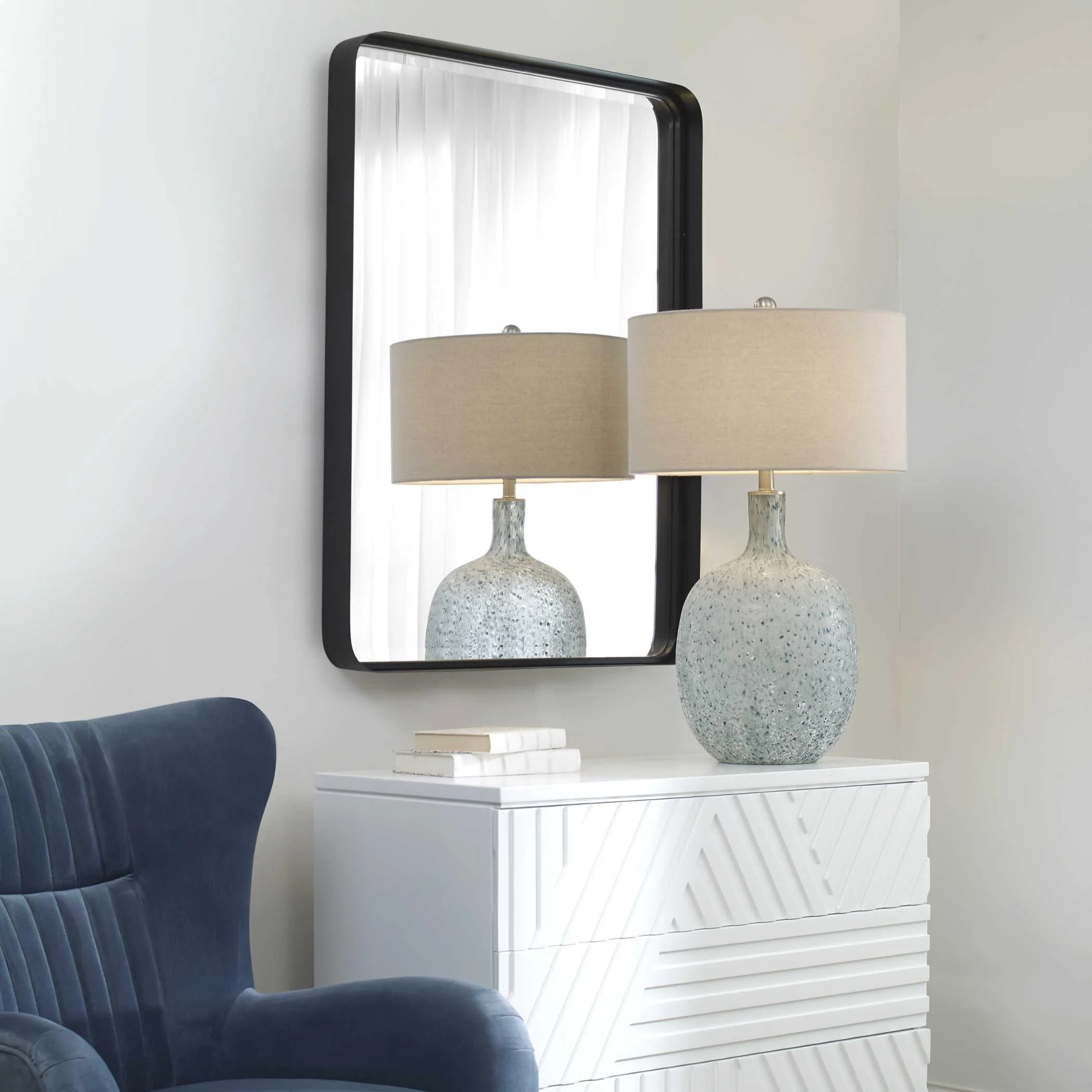 CROFTON BLACK LARGE MIRROR - Remutear