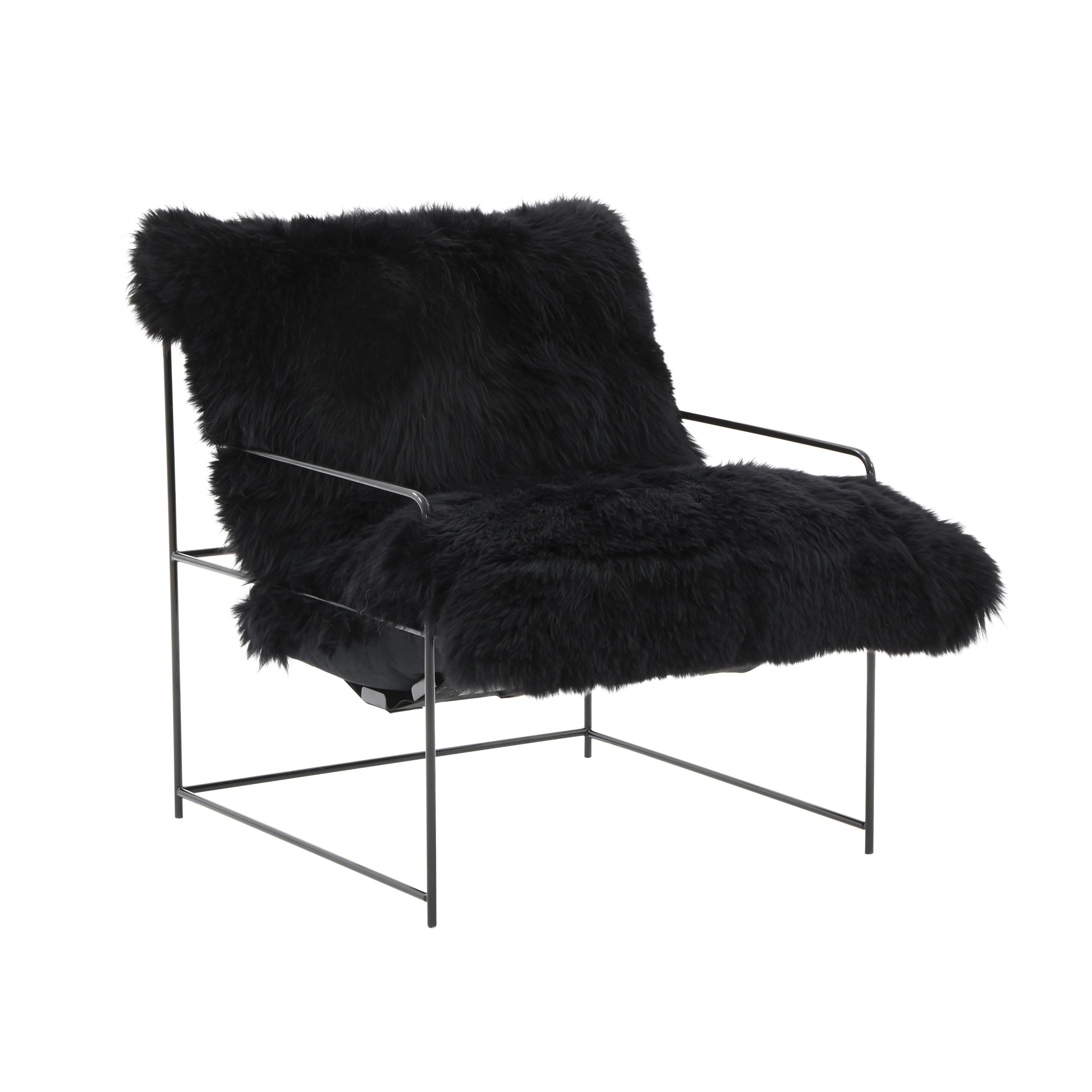 Kimi Black Genuine Sheepskin Chair - Remutear
