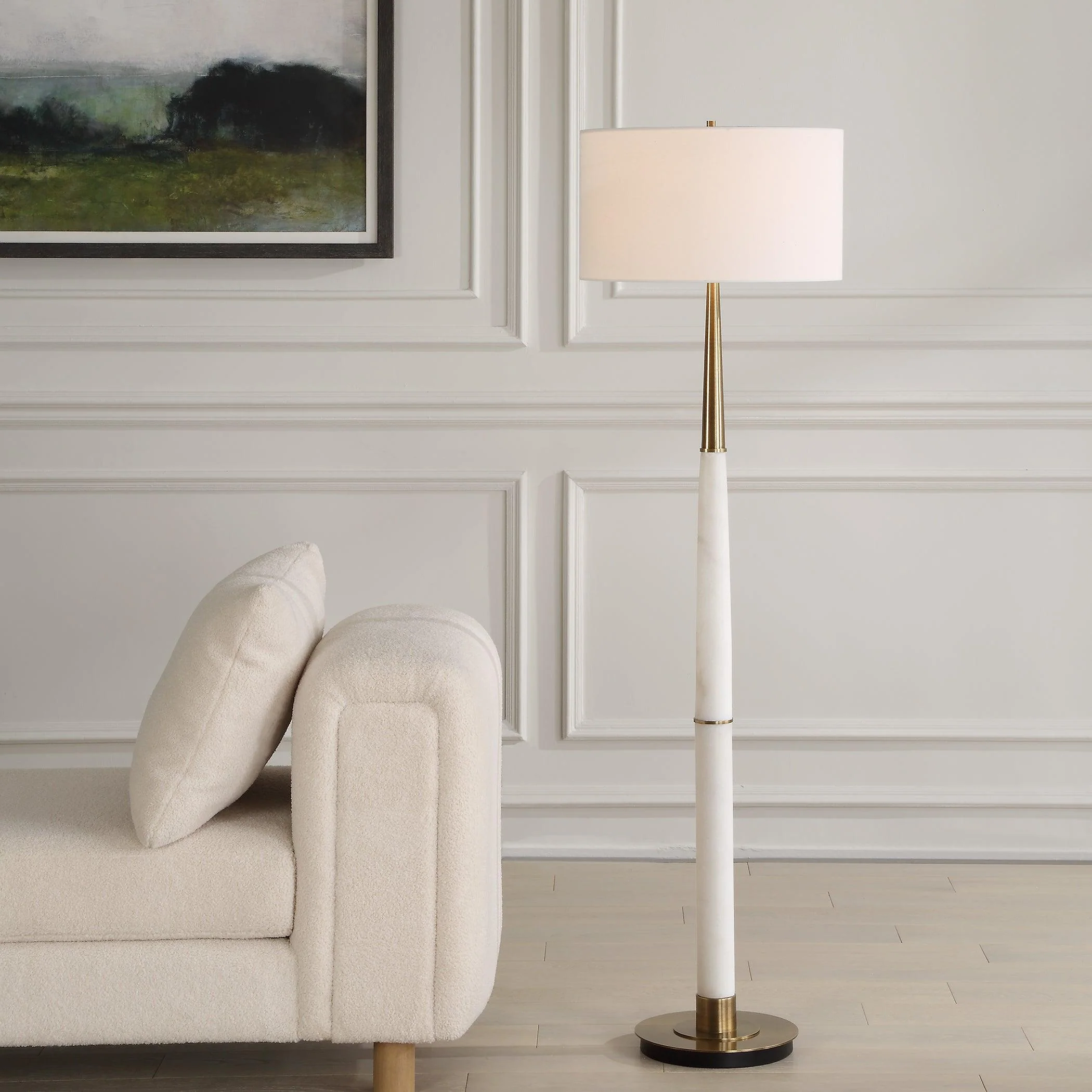 Faro White Marble Floor Lamp - Remutear