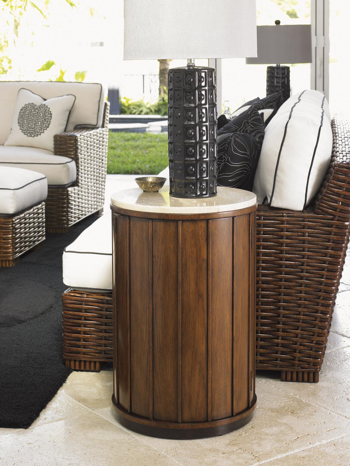 Ocean Club Fiji Drum Table With Stone Top - Remutear