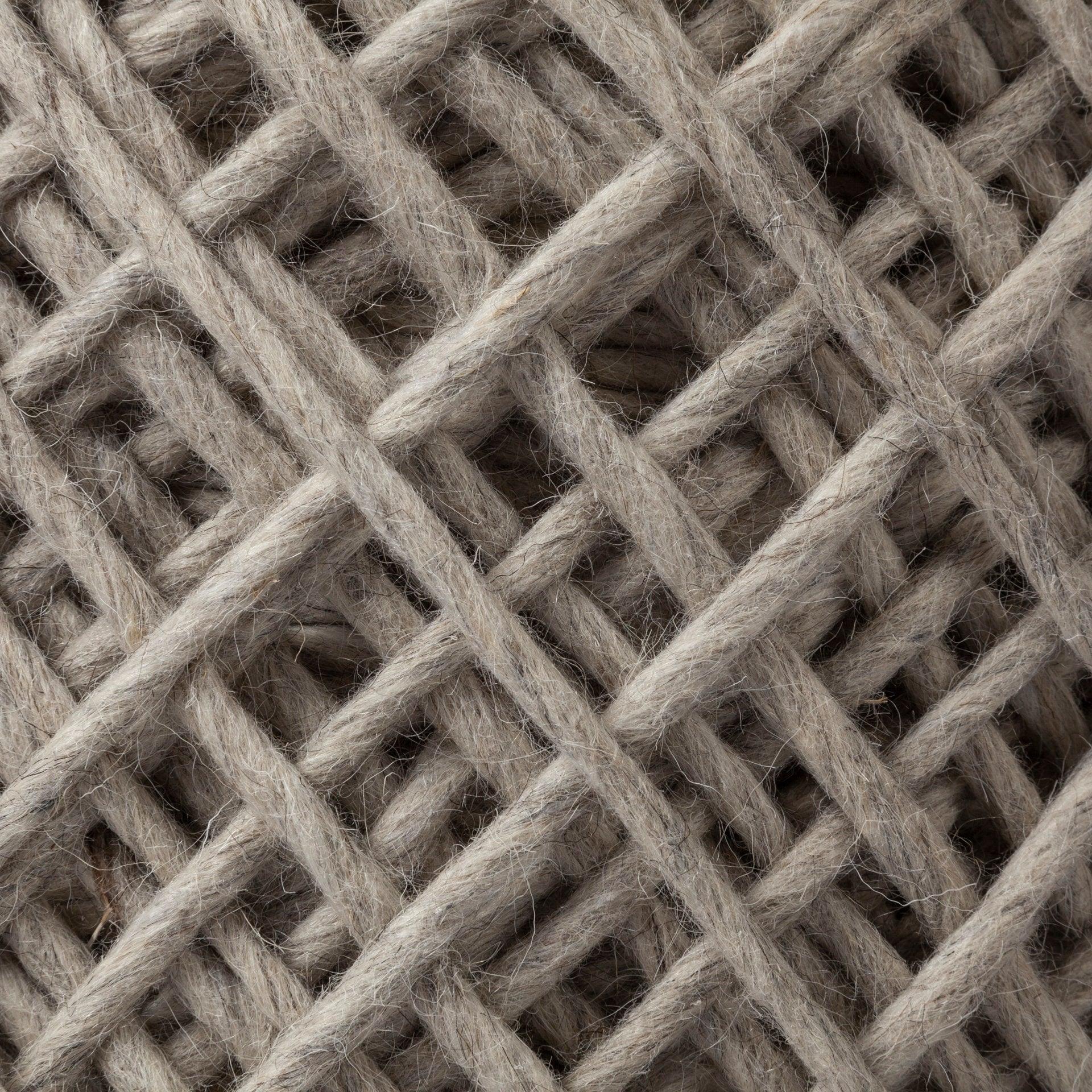 Allium Oatmeal Handwoven Wool Cylindrical Pouf - Remutear