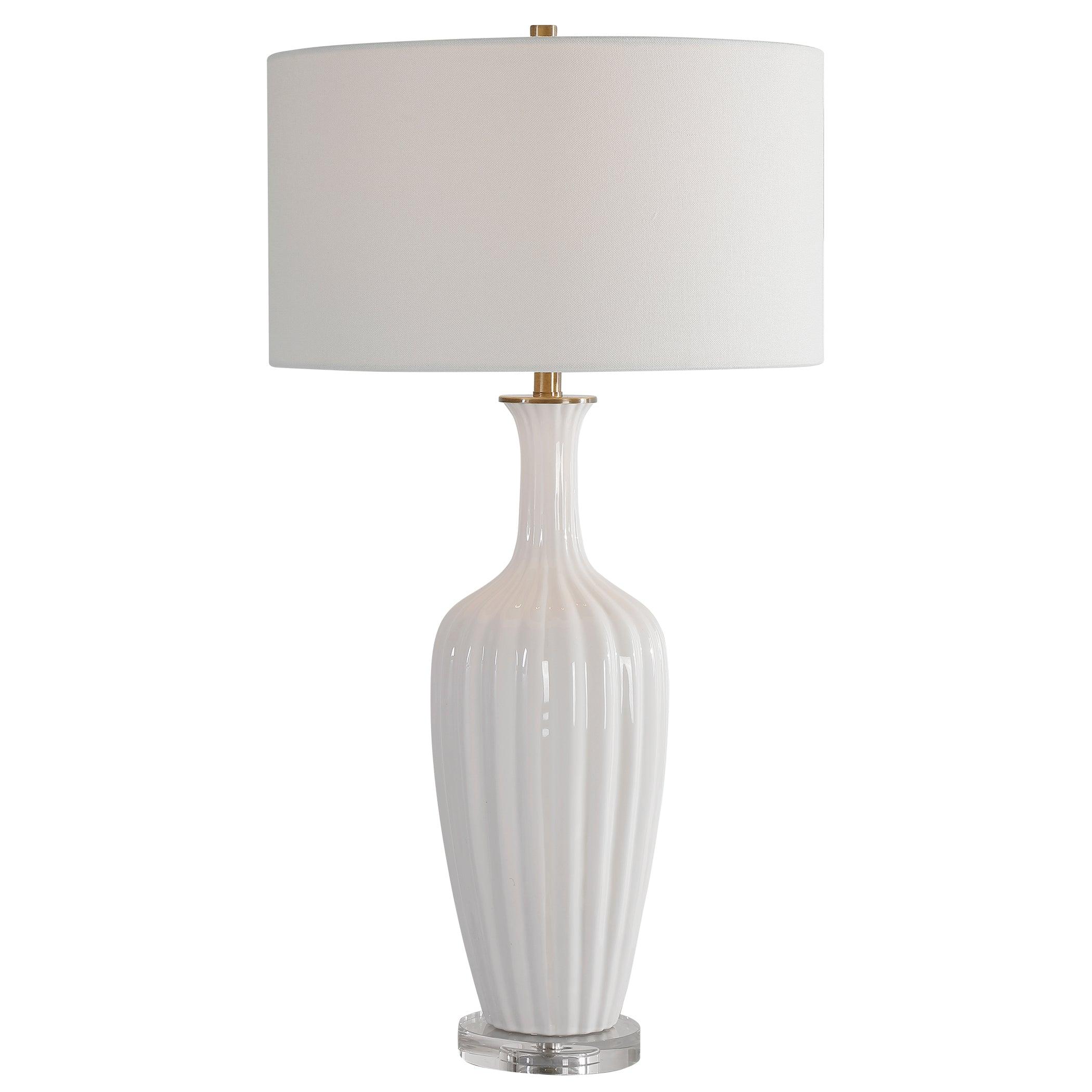 STRAUSS WHITE CERAMIC TABLE LAMP - Remutear