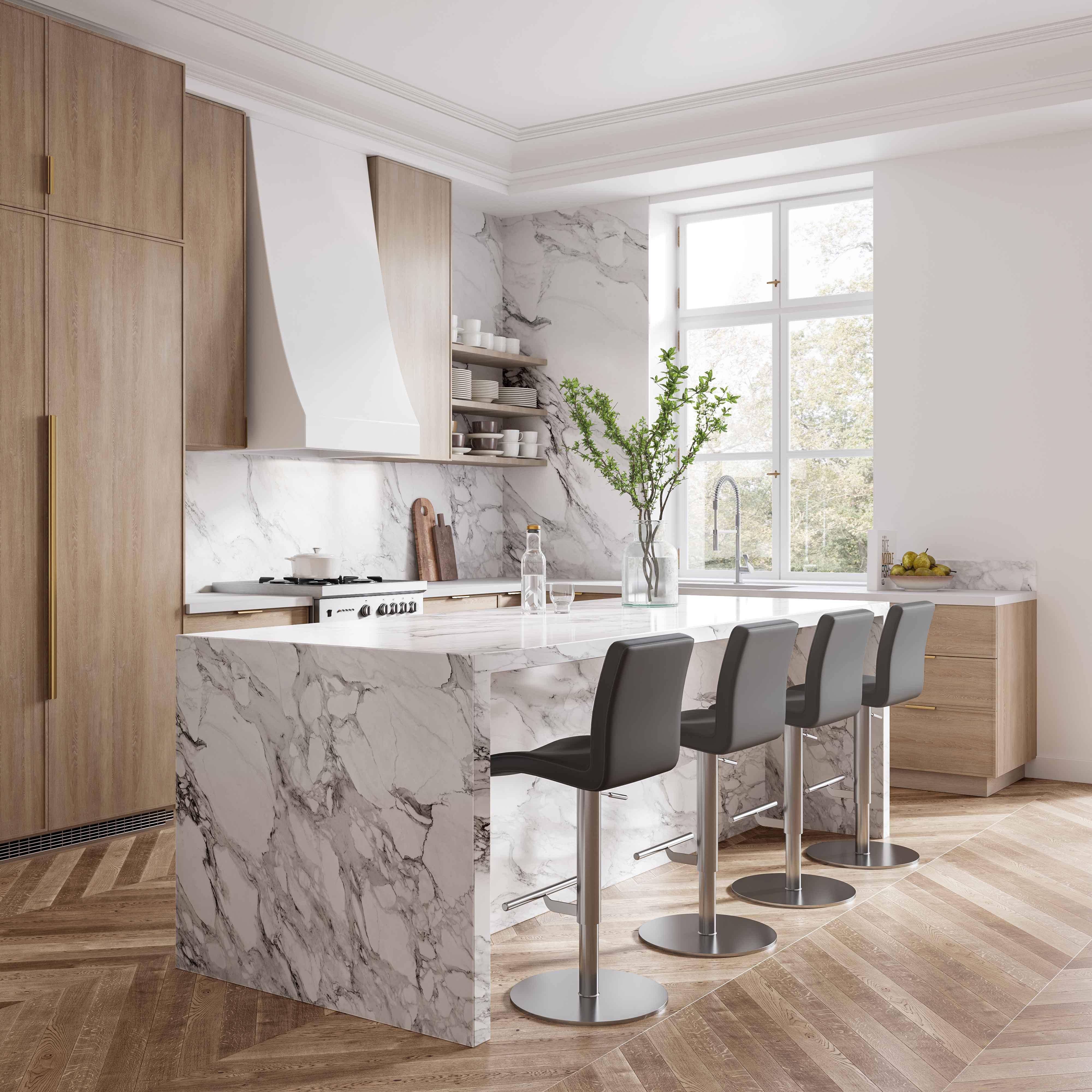 Paddy Dark Grey Vegan Leather on Silver Adjustable Stool - Remutear