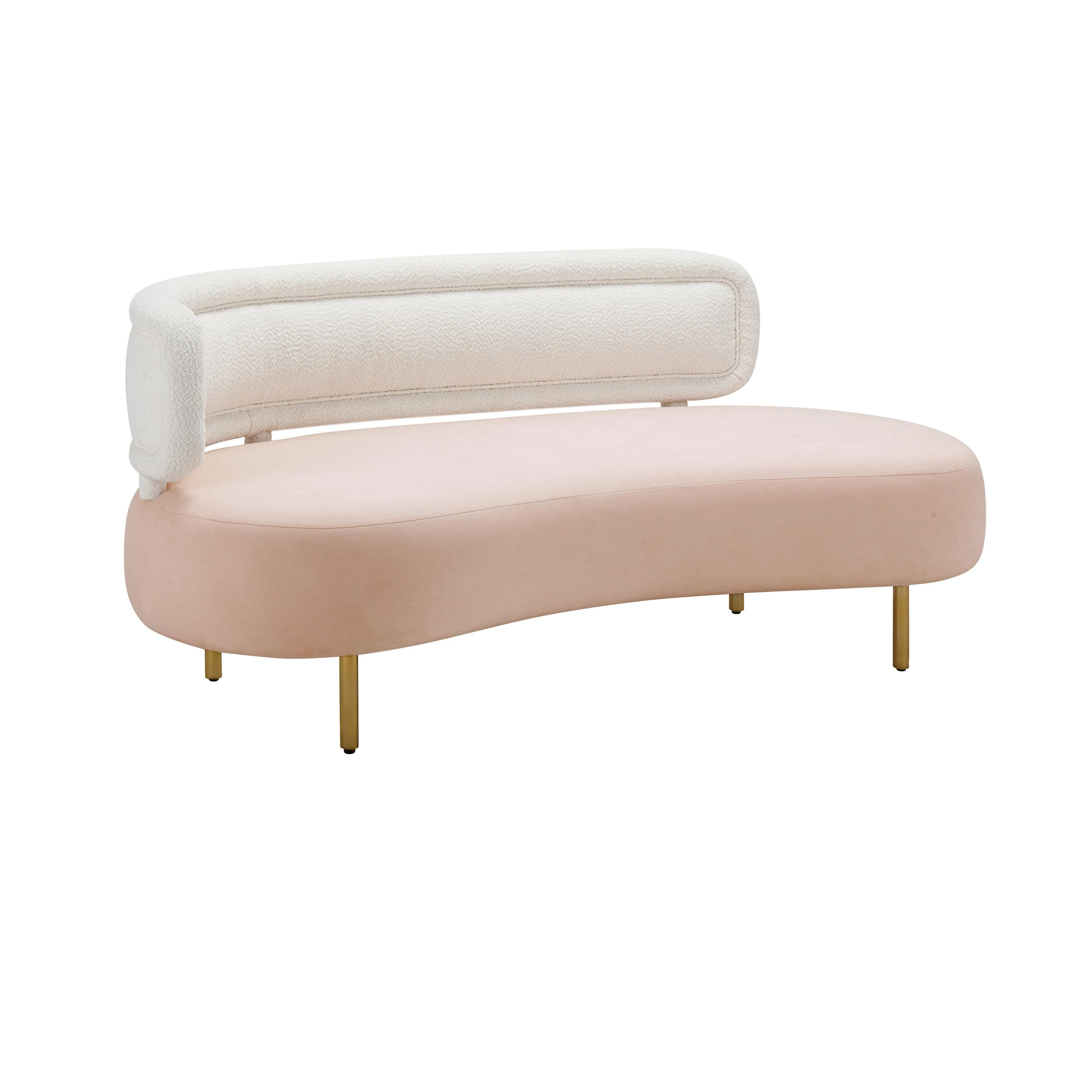 Tischa Cream Boucle & Blush Velvet Sofa - Remutear