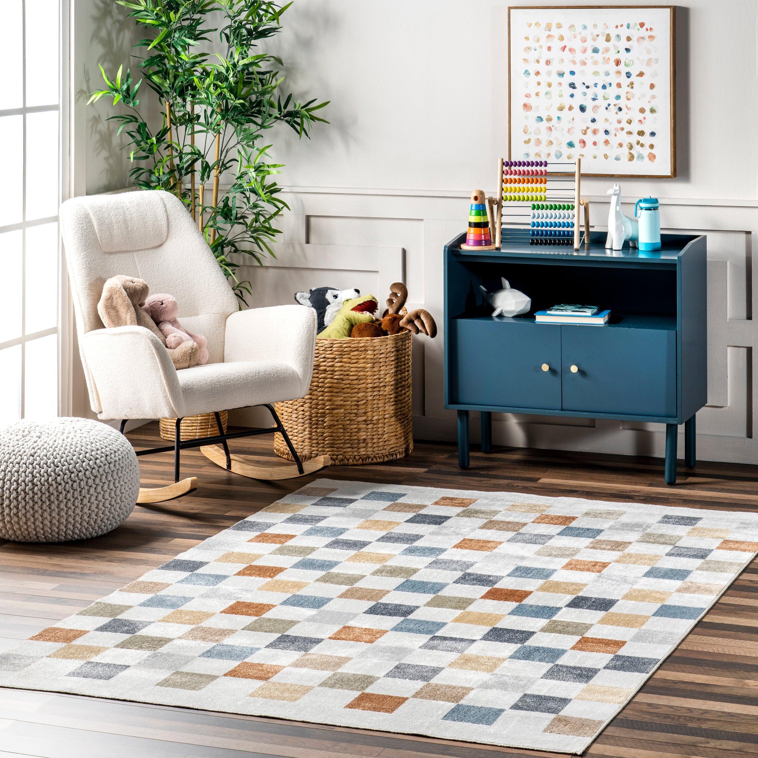 Naya Checkered Machine Washable Area Rug - Remutear