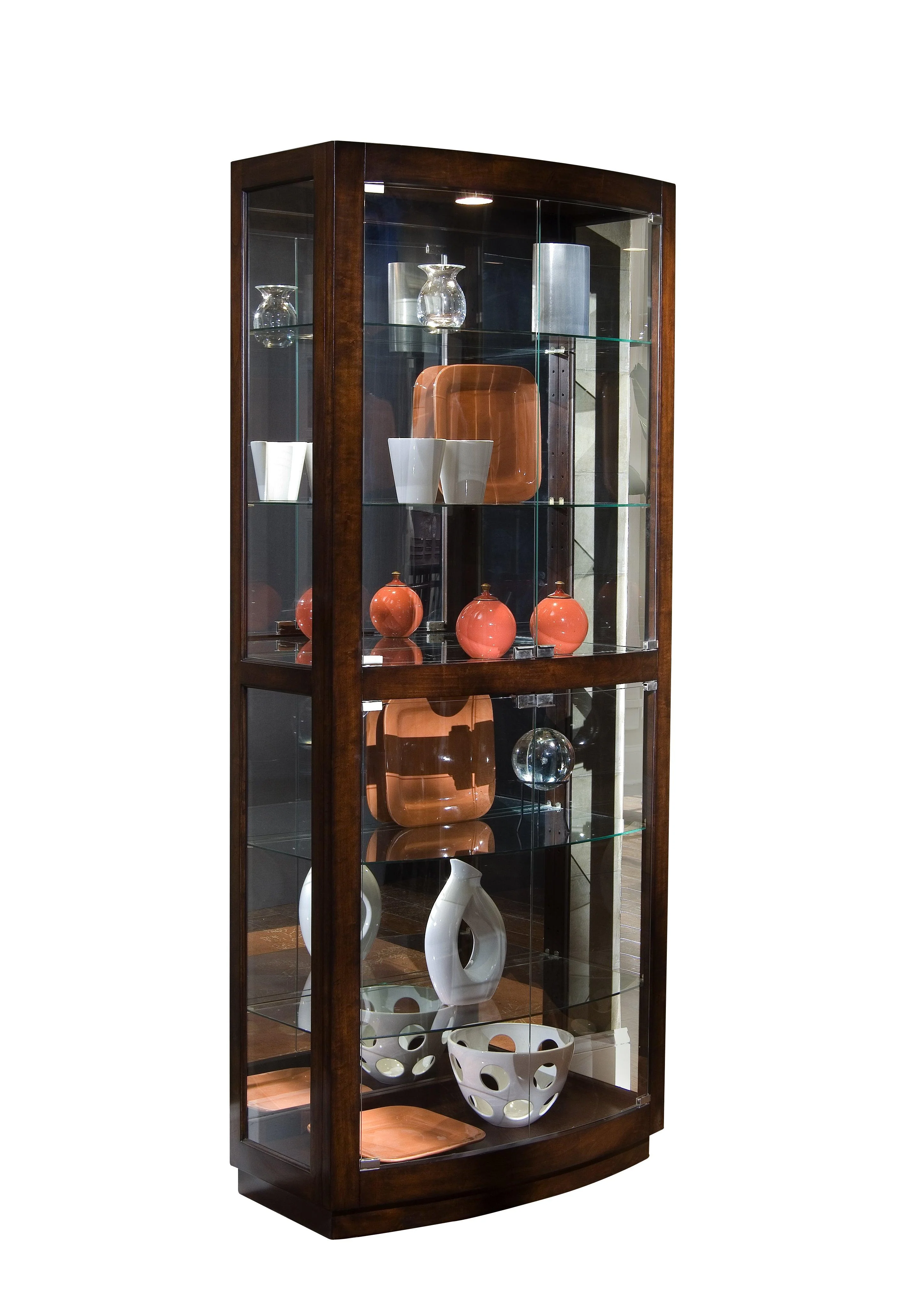 Curved Front 5 Shelf Curio Cabinet - Remutear