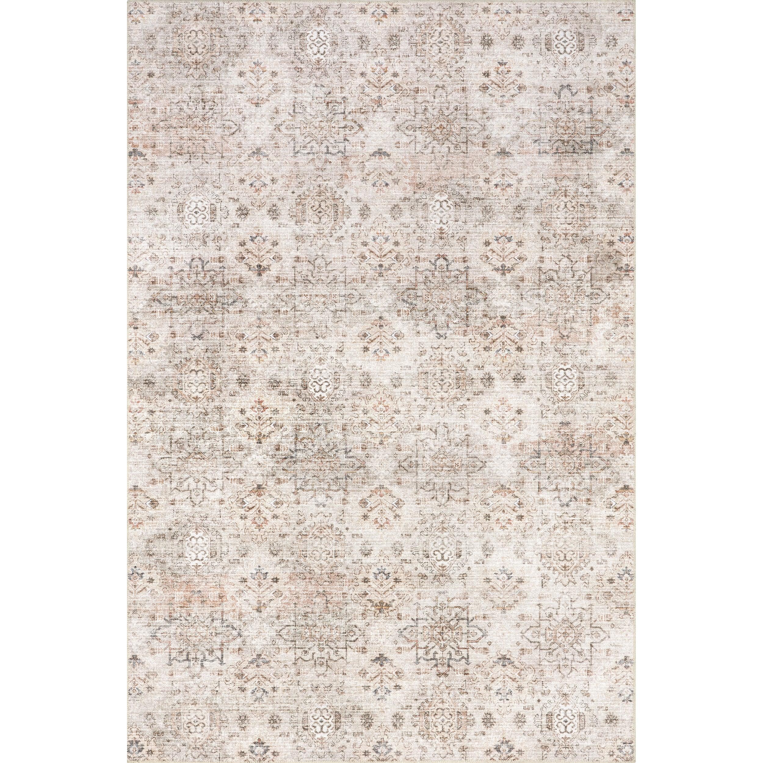 Alona Faded Medallion Stain-Resistant Machine Washable Area Rug - Remutear