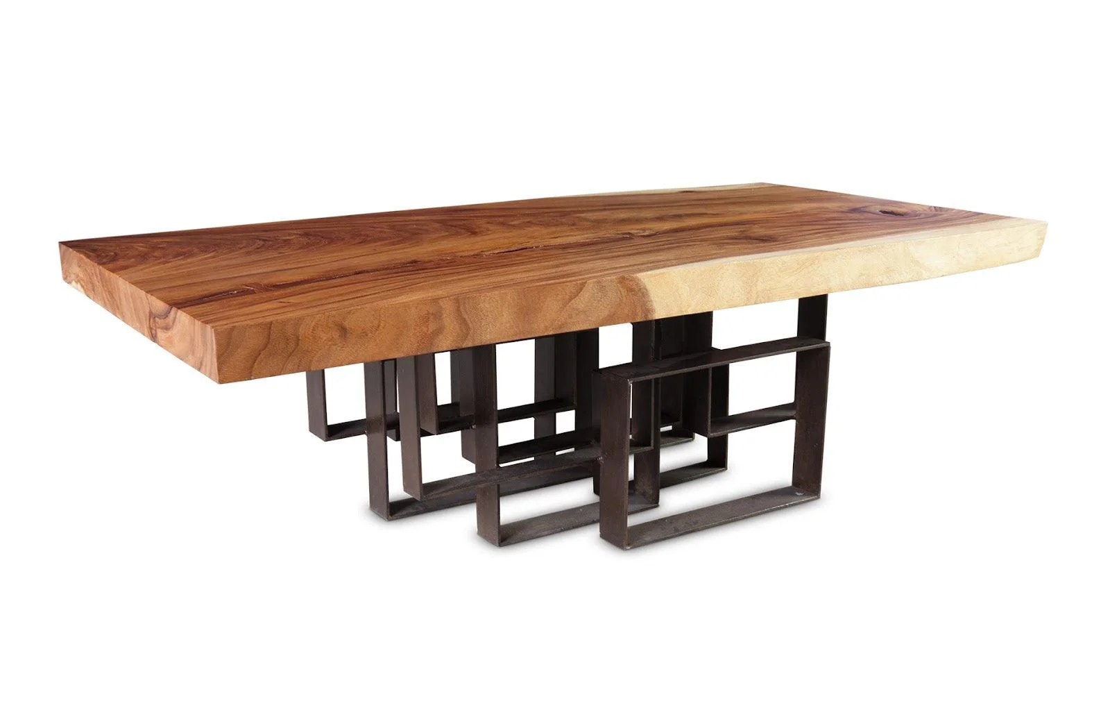 Score Coffee Table, Chamcha Wood, Iron Base - Remutear