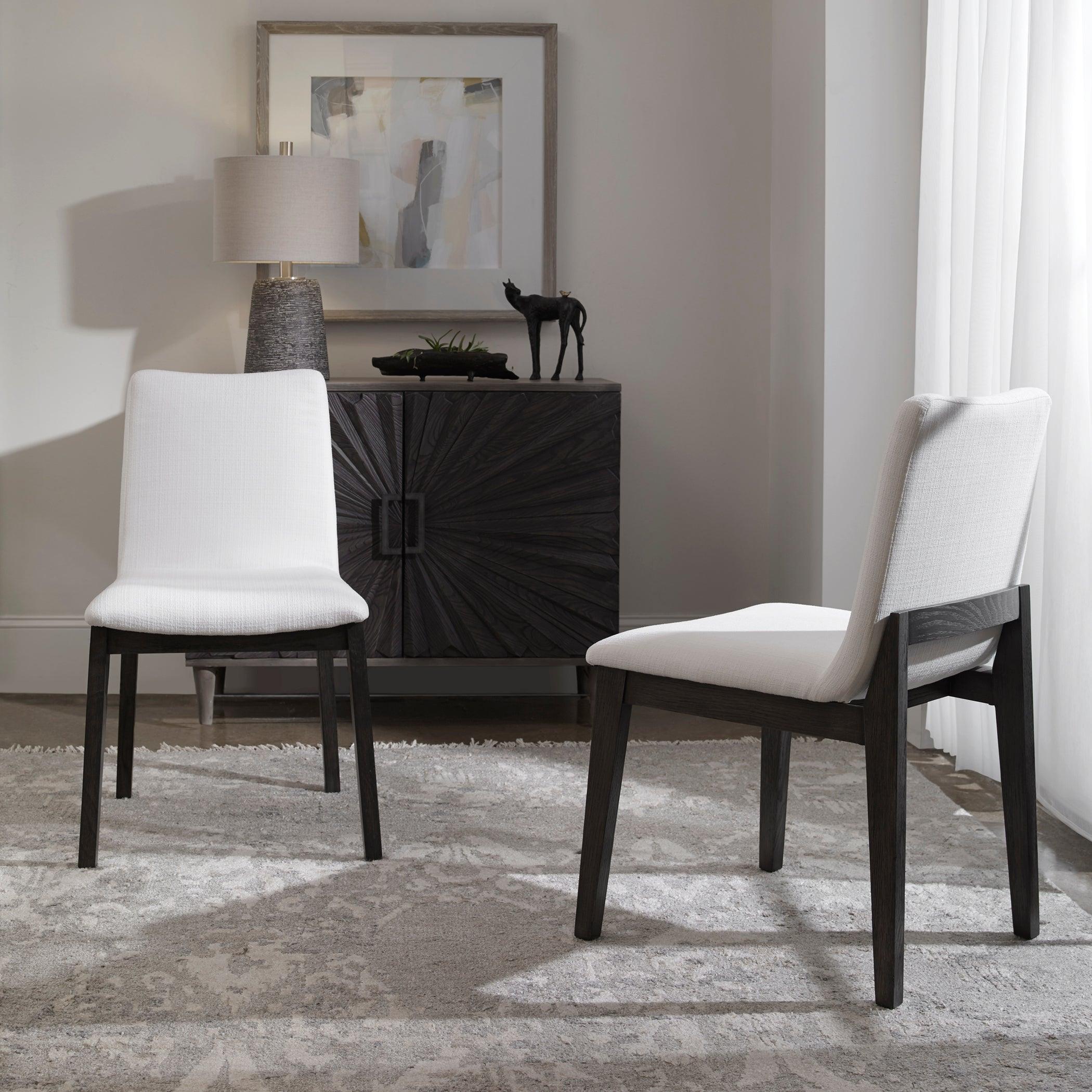 Delano White Armless Chair S/2 - Remutear