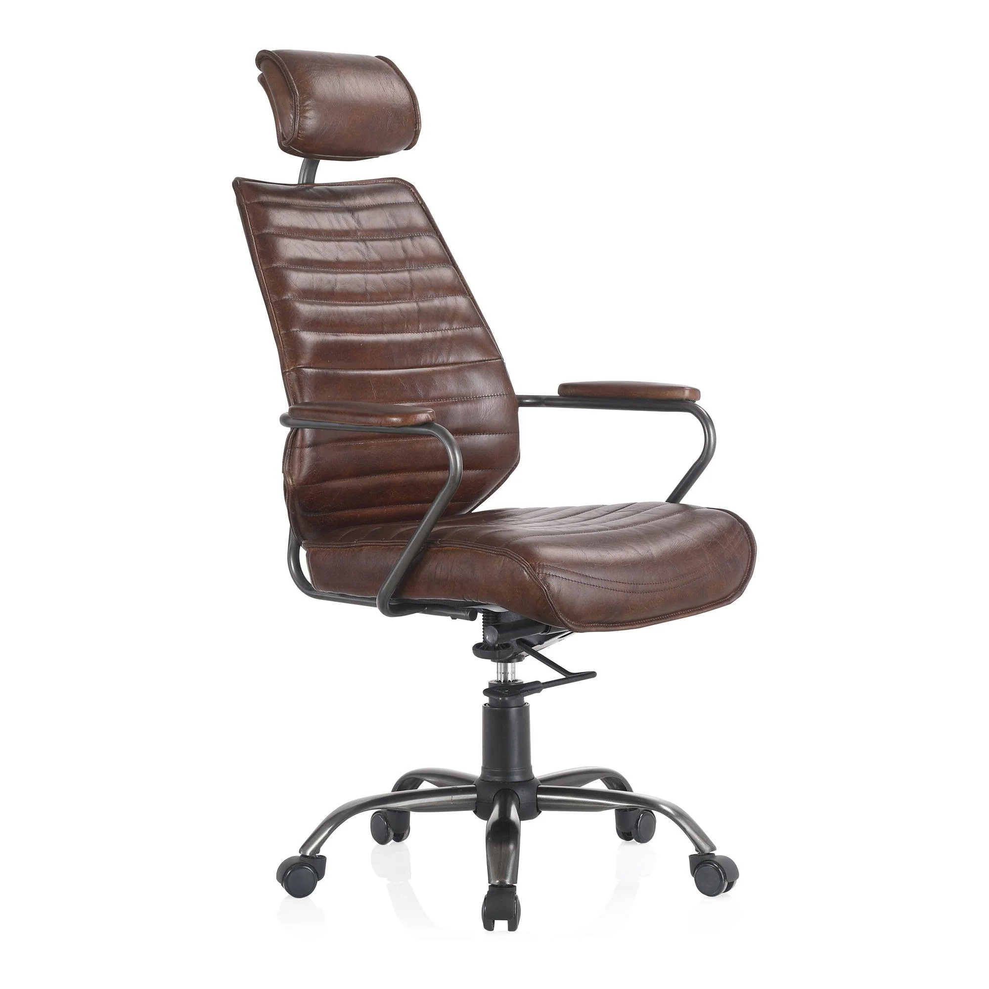 Executive Office Chair Dark Brown Leather - Remutear