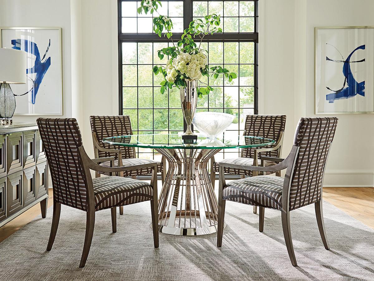 Ariana Riviera Stainless Dining Table With 60 Inch Glass Top - Remutear
