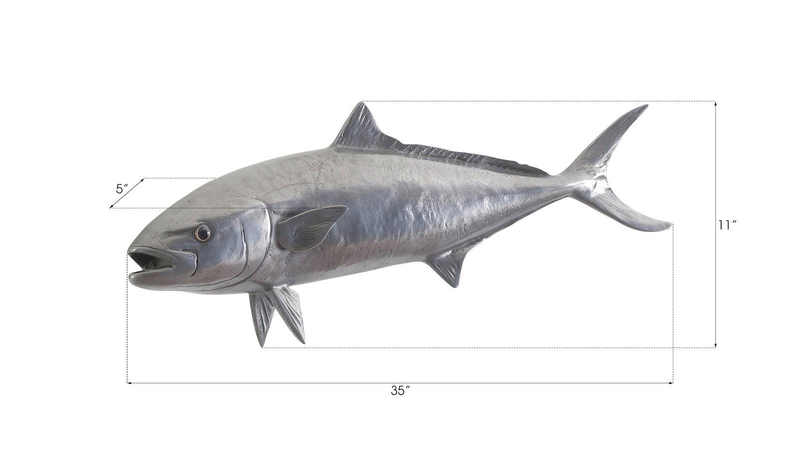 Yellow Tailed King Fish Wall Sculpture, Resin, Polished Aluminum Finish - Remutear