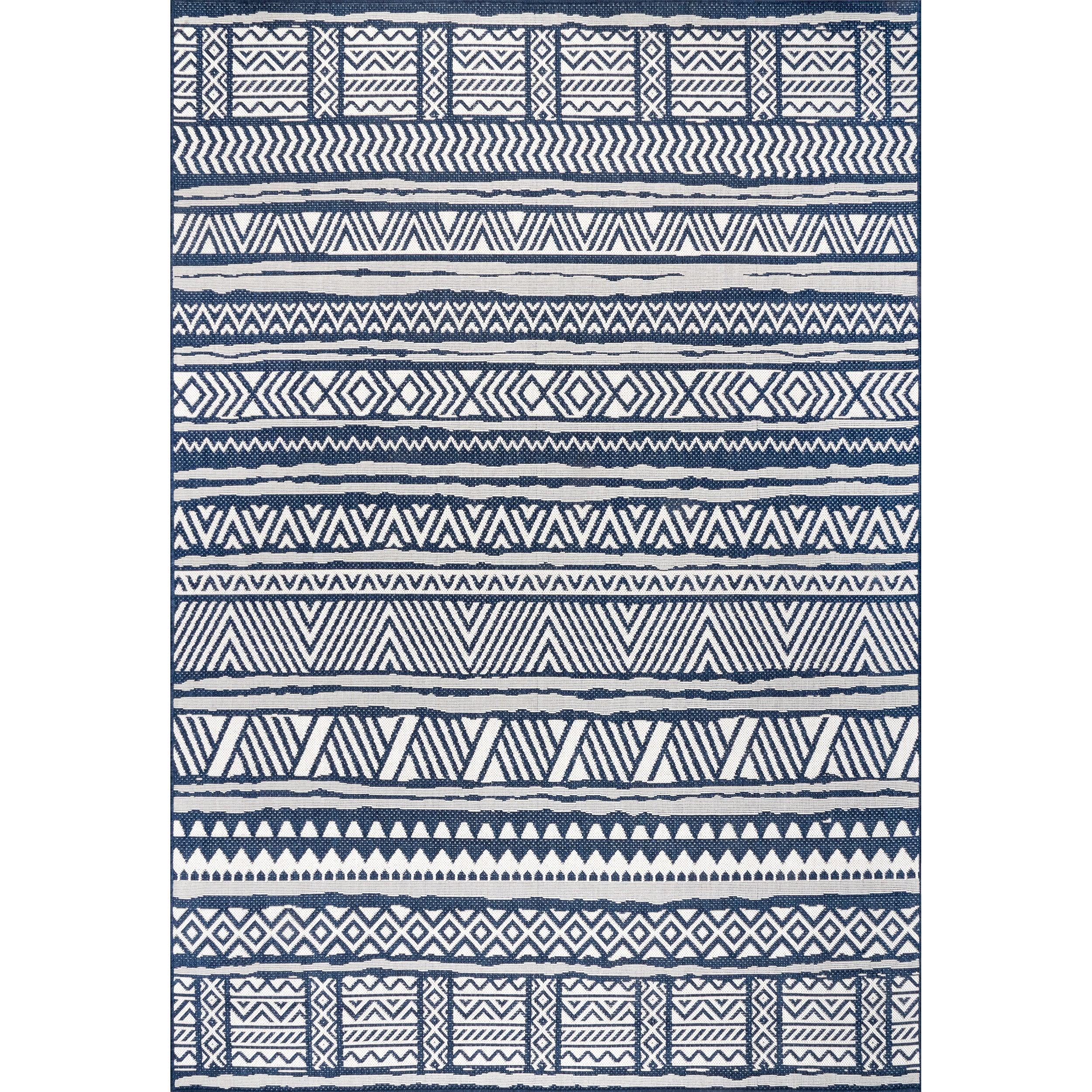 Abbey Tribal Striped Indoor/Outdoor Area Rug - Remutear