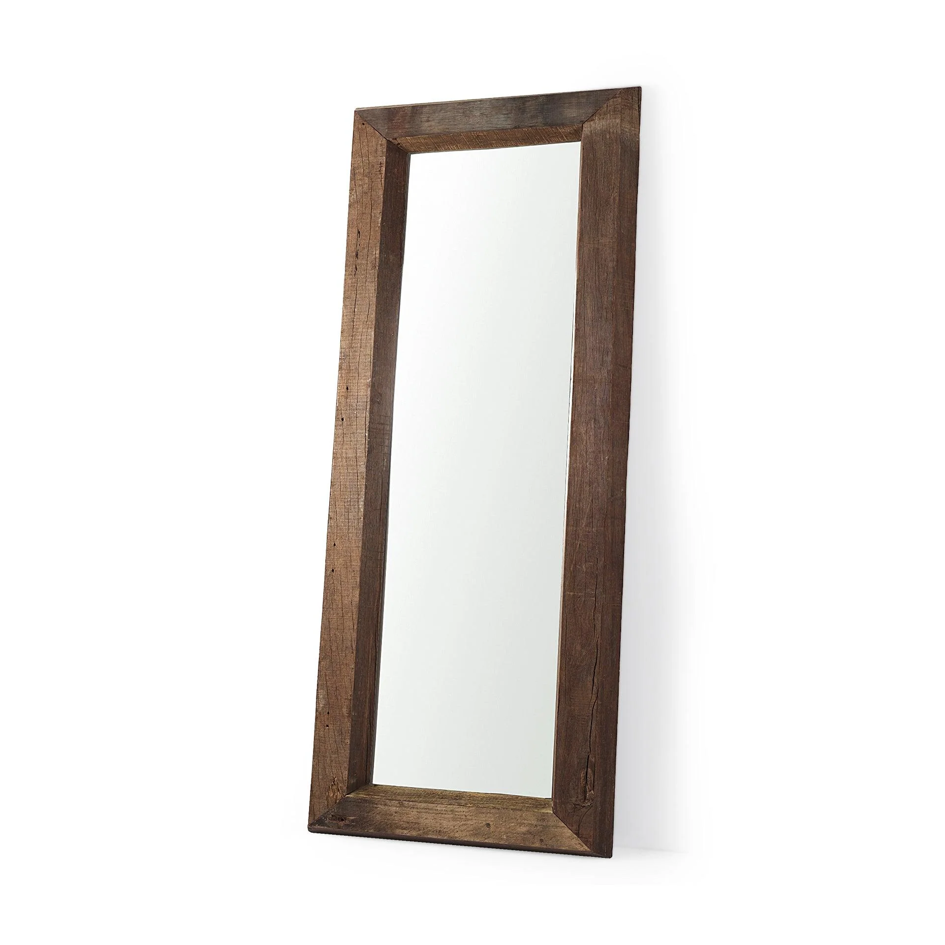 Gerome 31.0L x 5.0W x 86.0H  Brown Wooden Floor Mirror - Remutear