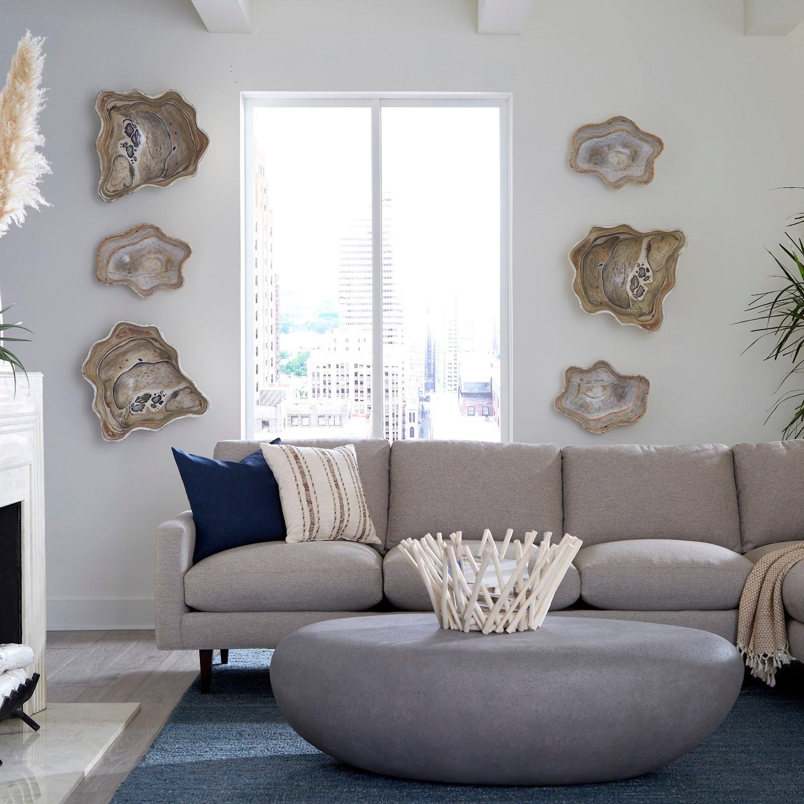 River Stone Coffee Table, Charcoal Stone, Large - Remutear