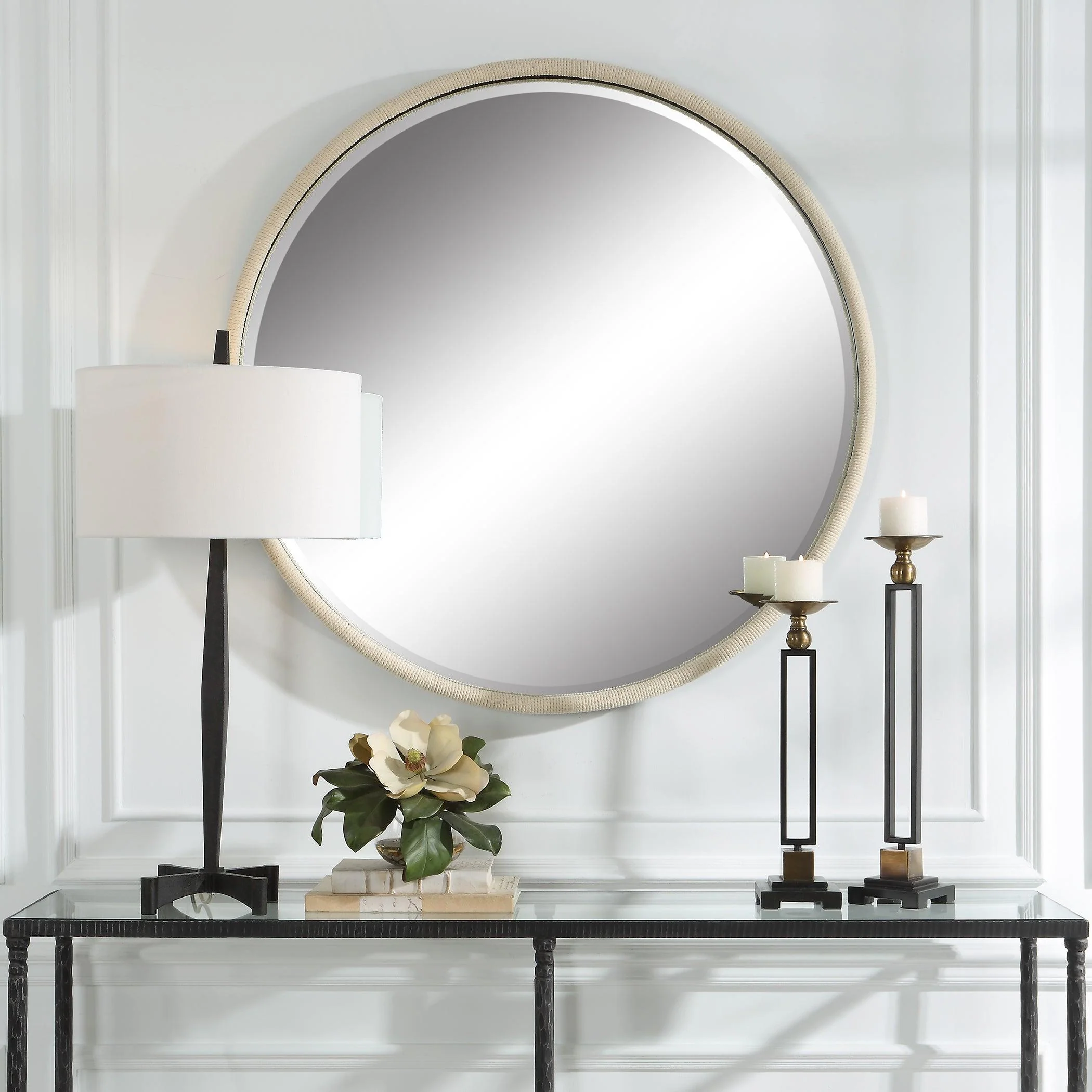 Ranchero White Round Mirror - Remutear