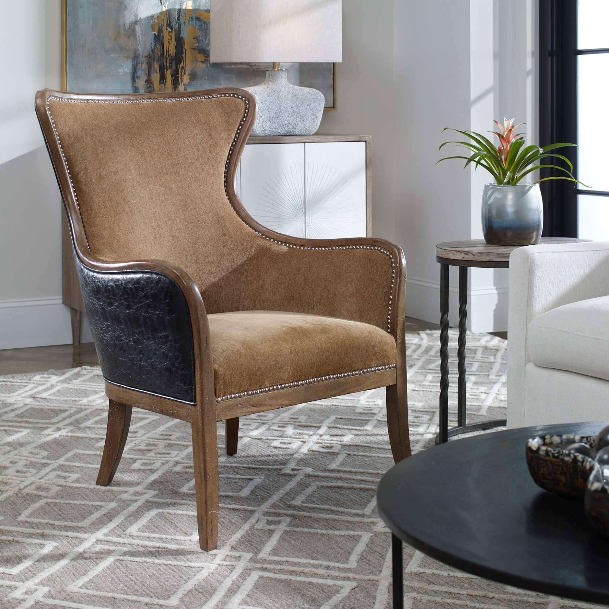 Snowden Tan Wing Chair - Remutear