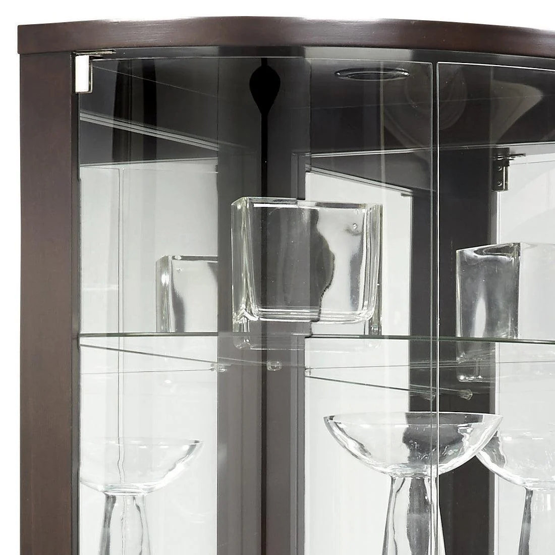 Curved 5 Shelf Corner Curio Cabinet - Remutear