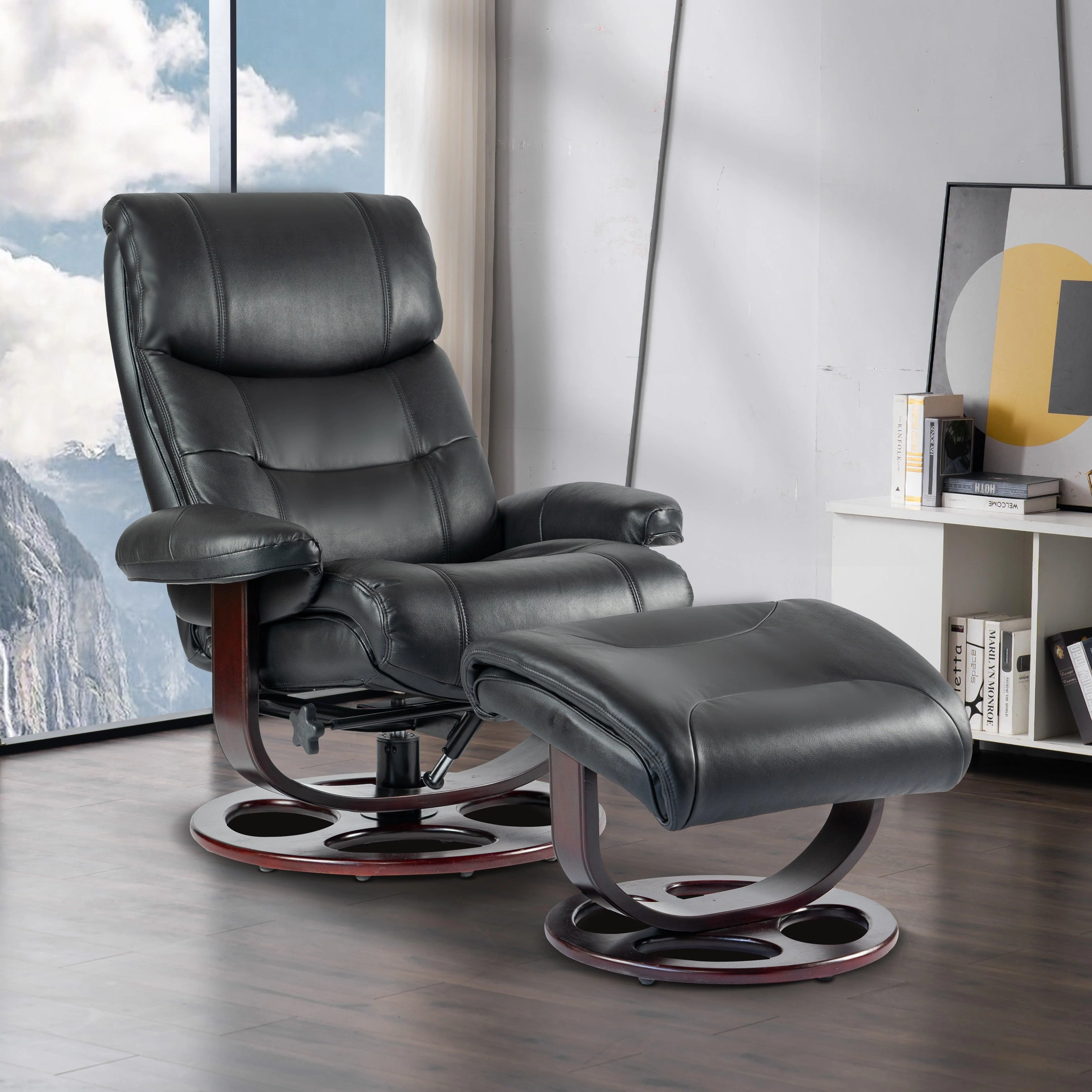 Dawson Swivel Pedestal Recliner w/Ottoman - Remutear