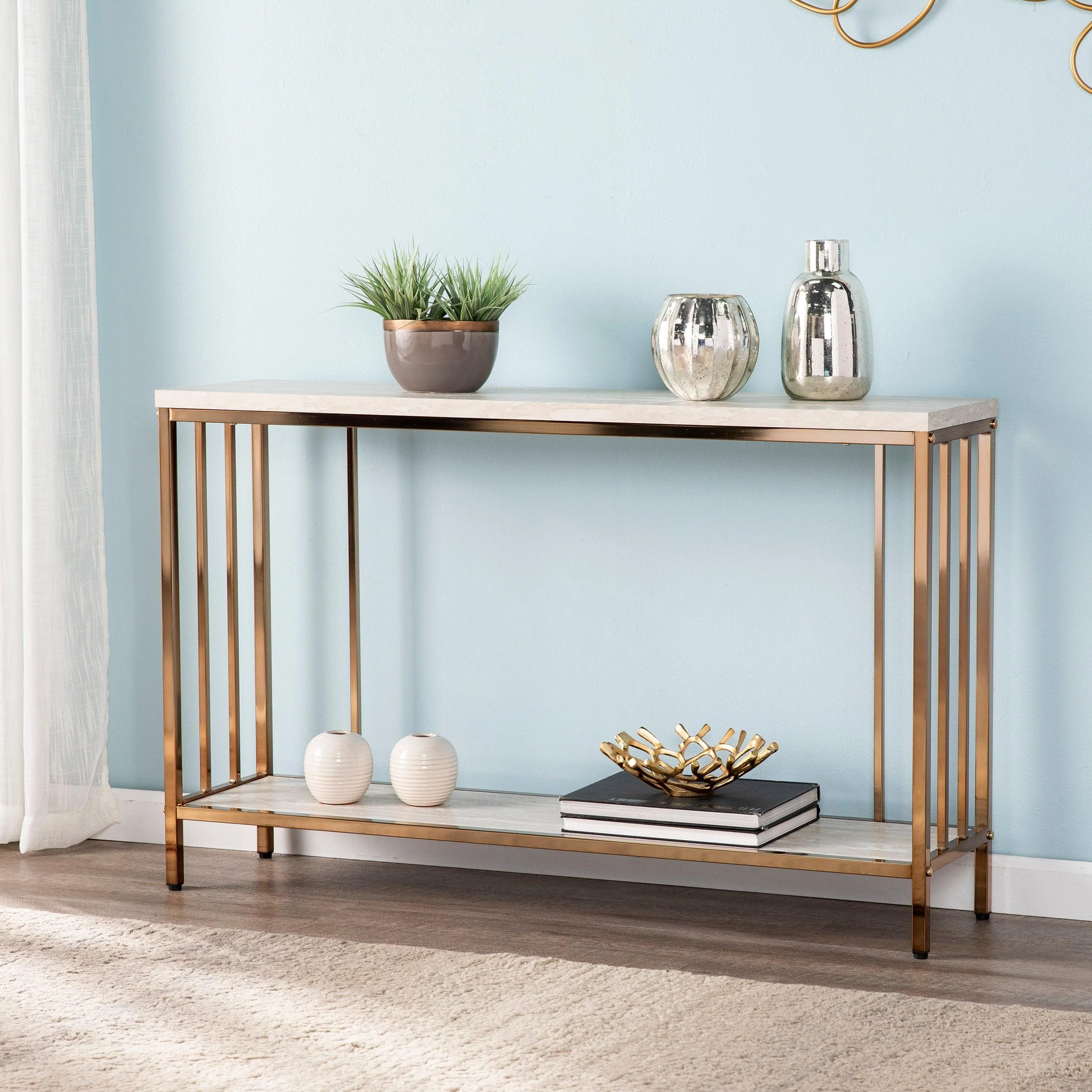 Brexlyn Faux Stone Console Table - Remutear