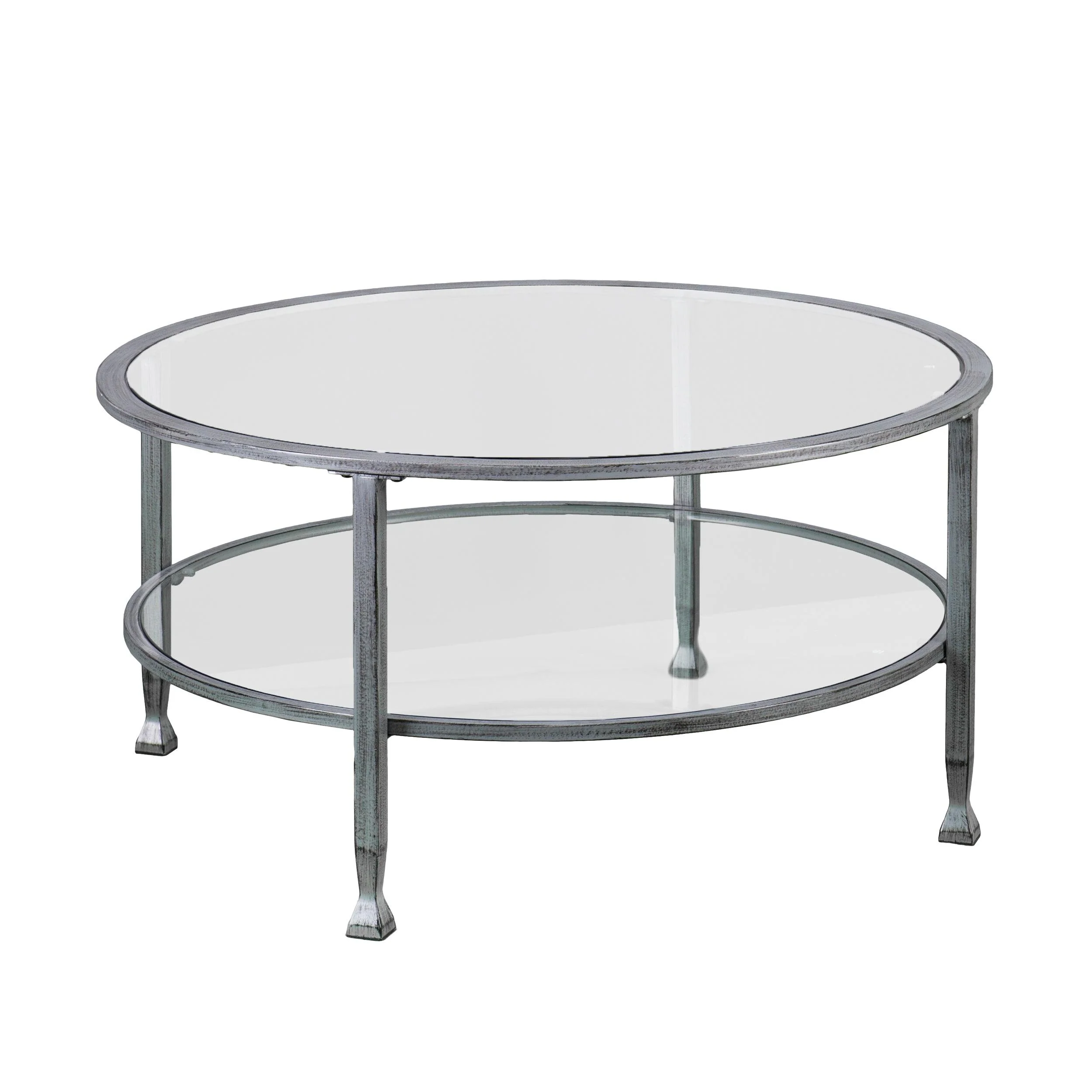 Jaymes Metal/Glass Round Cocktail Table - Silver - Remutear