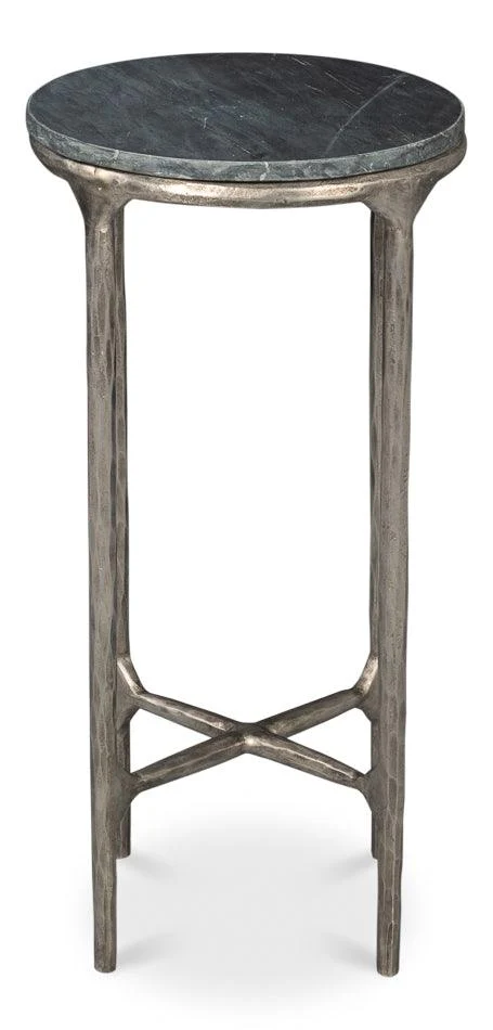 Derrick Iron End Table With Marble Top - Remutear