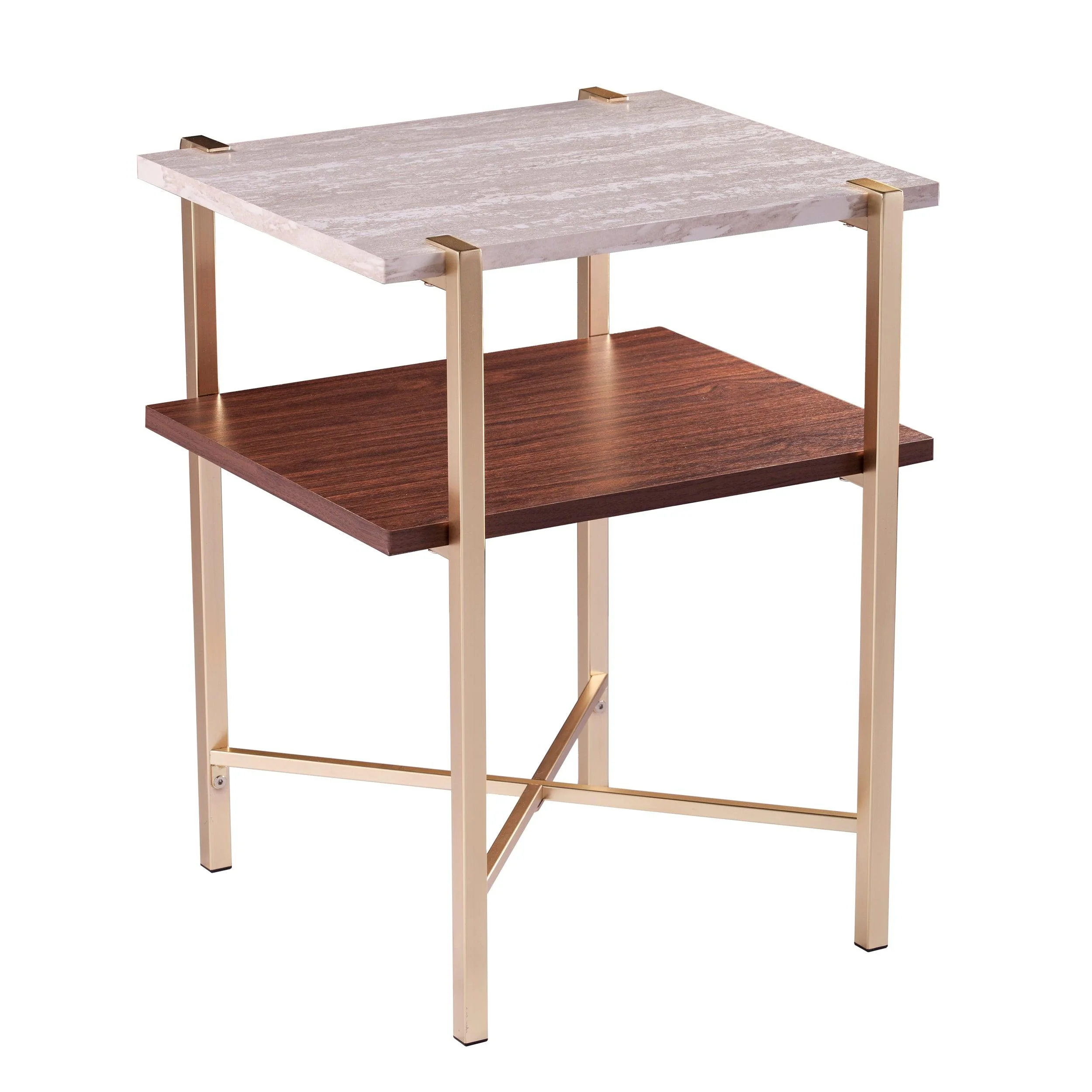 Ardmillan Square Faux Marble End Table w/ Storage - Remutear