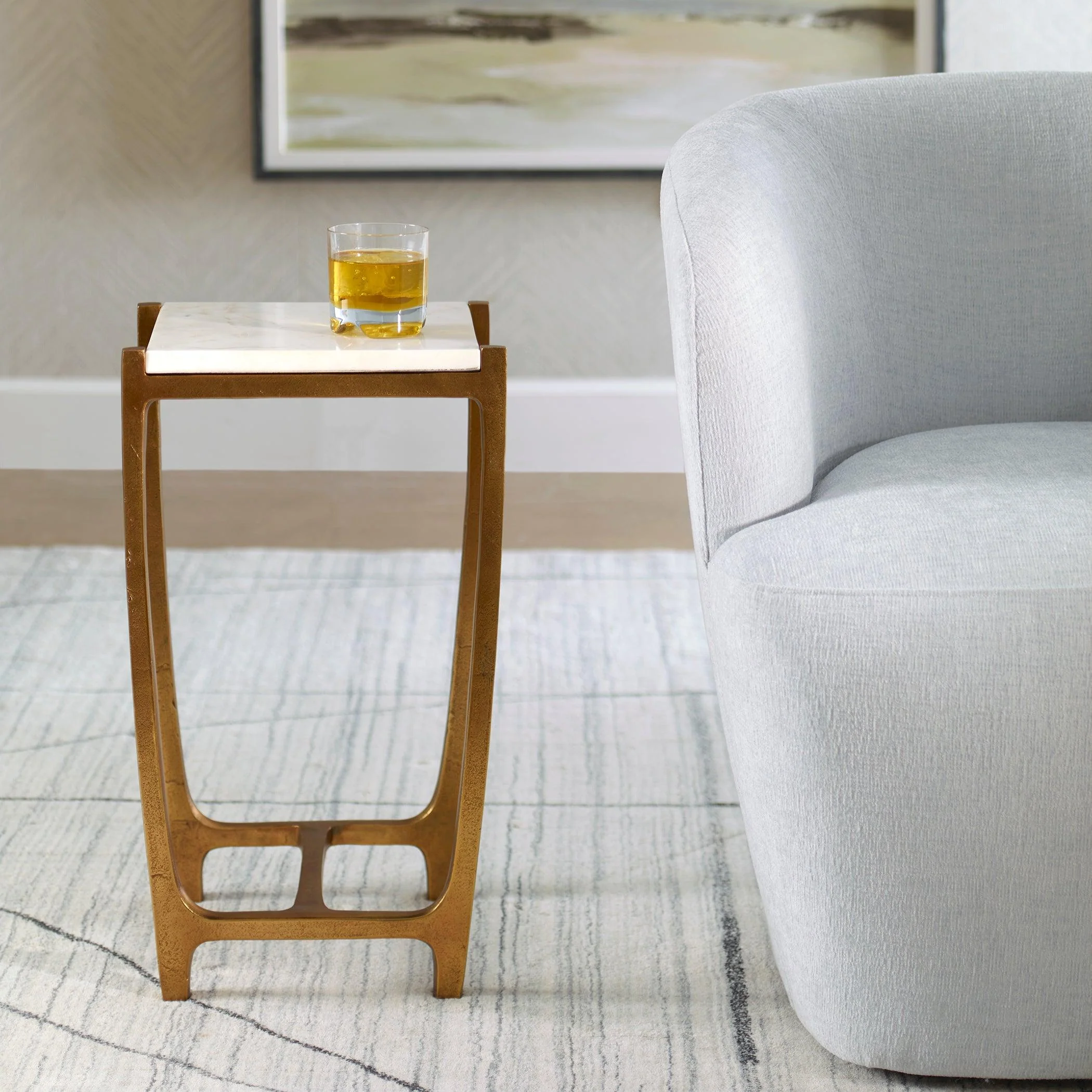 Affinity White Marble Accent Table - Remutear