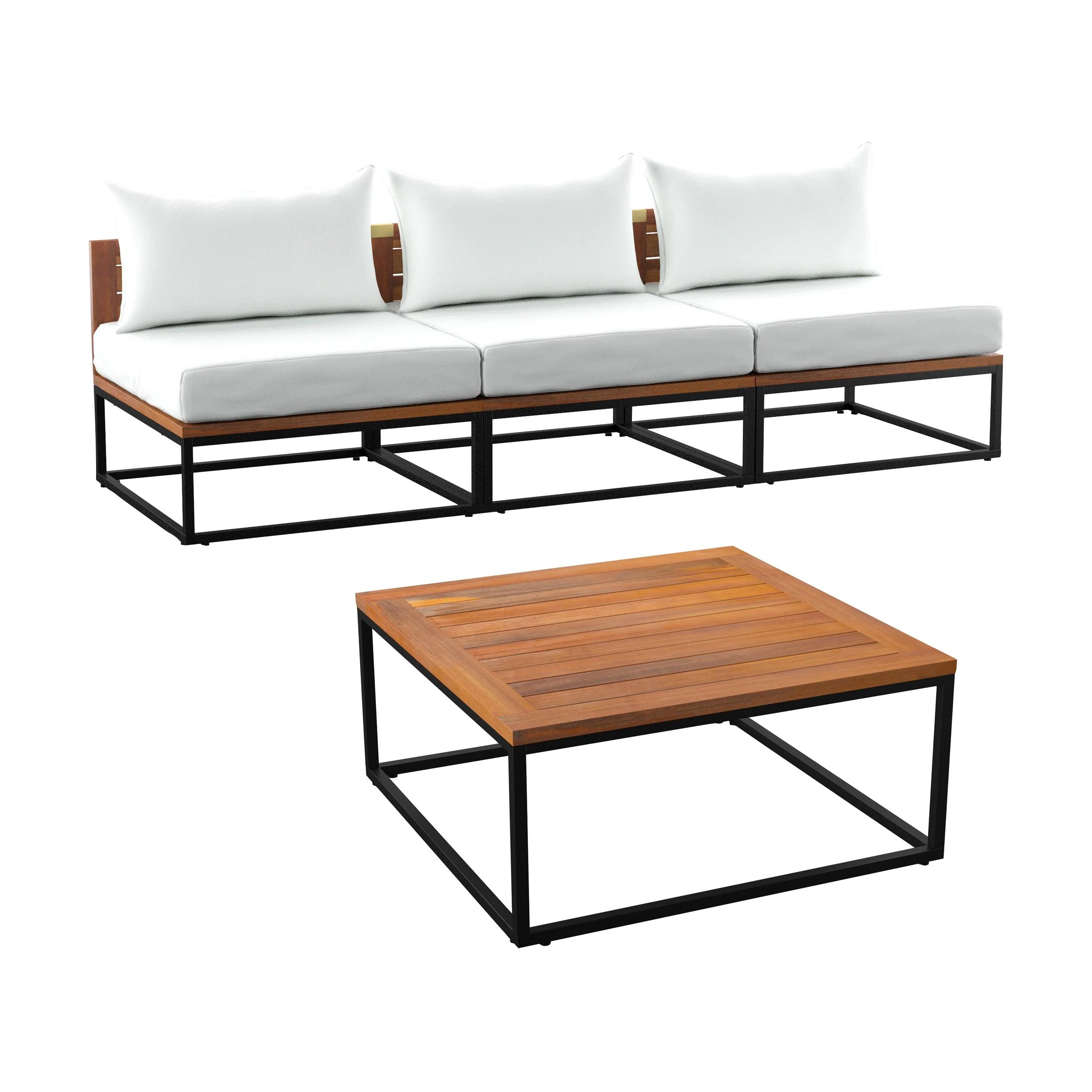 Taradale Outdoor Coffee Table and Modular Sofa Set – 2pc - Remutear
