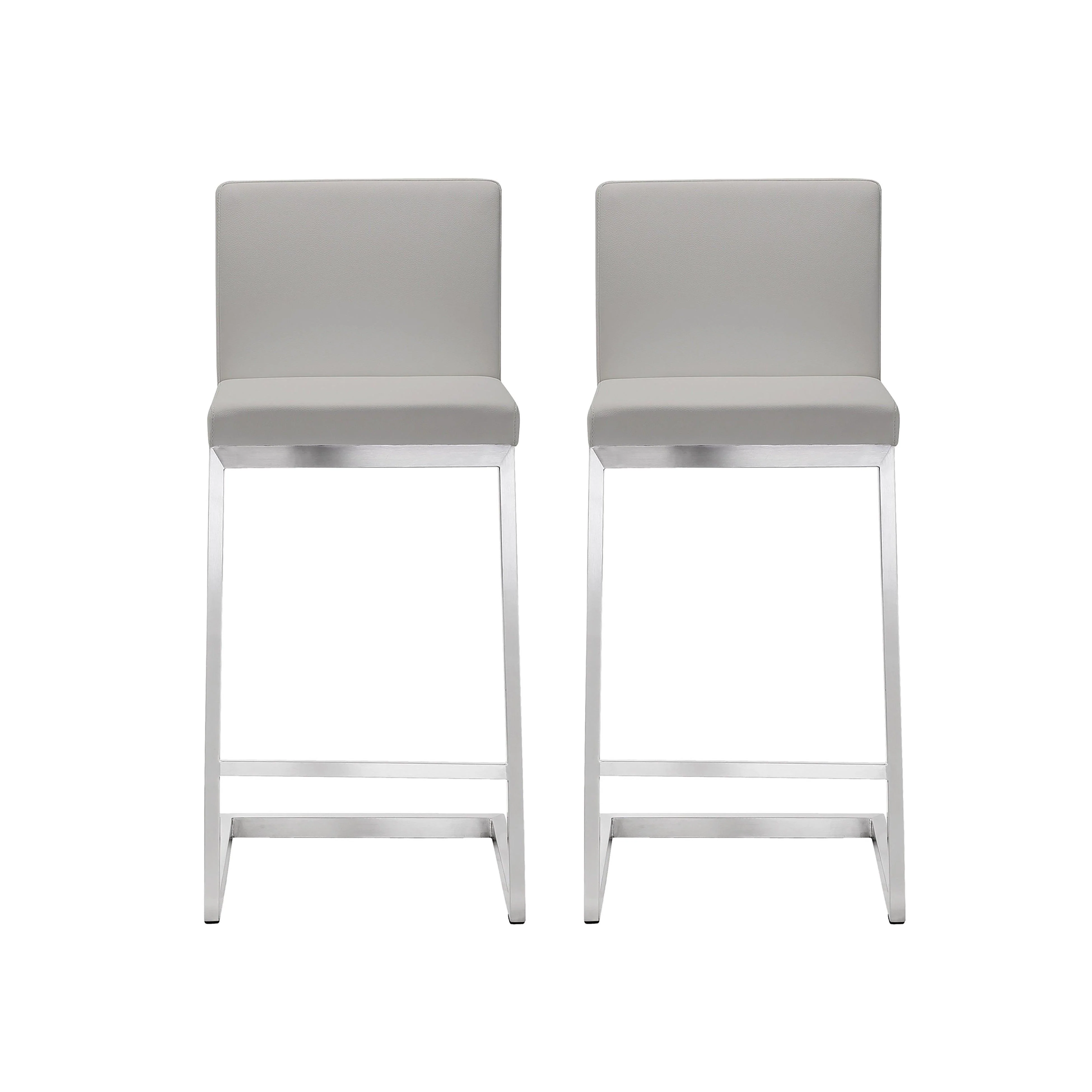 Parma Light Grey Stainless Steel Counter Stool (Set of 2) - Remutear