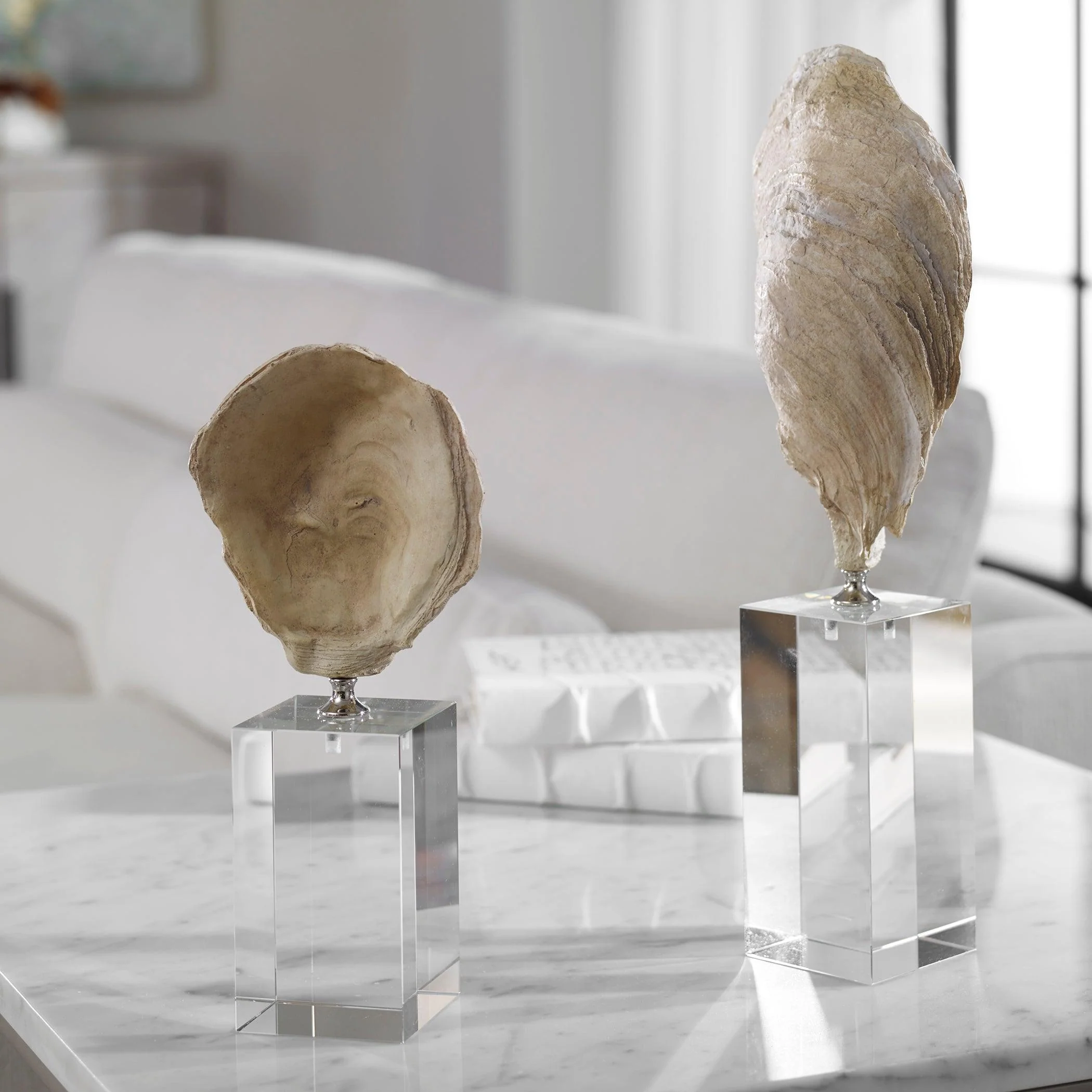 OYSTER SHELL SCULPTURES, SET OF 2 - Remutear