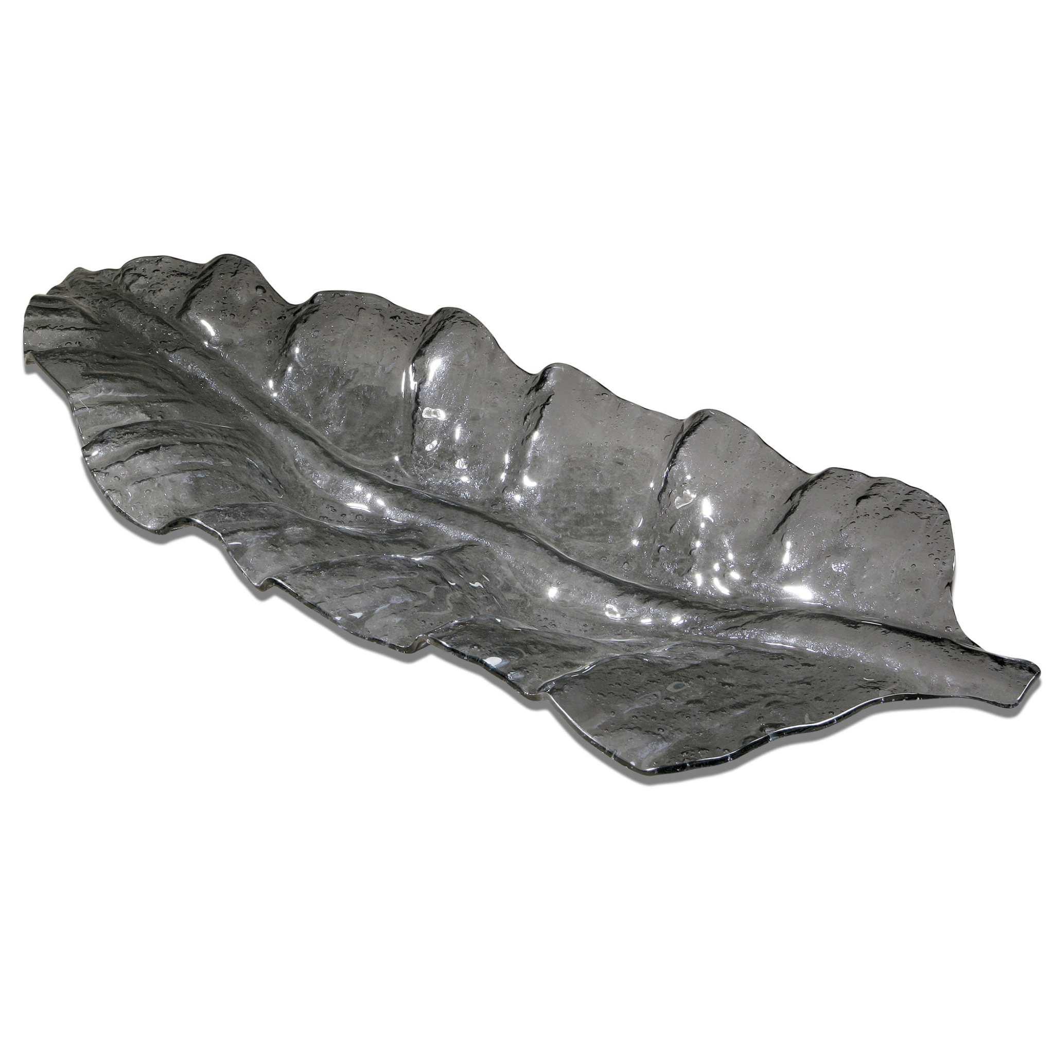 SMOKED LEAF GLASS TRAY - Remutear