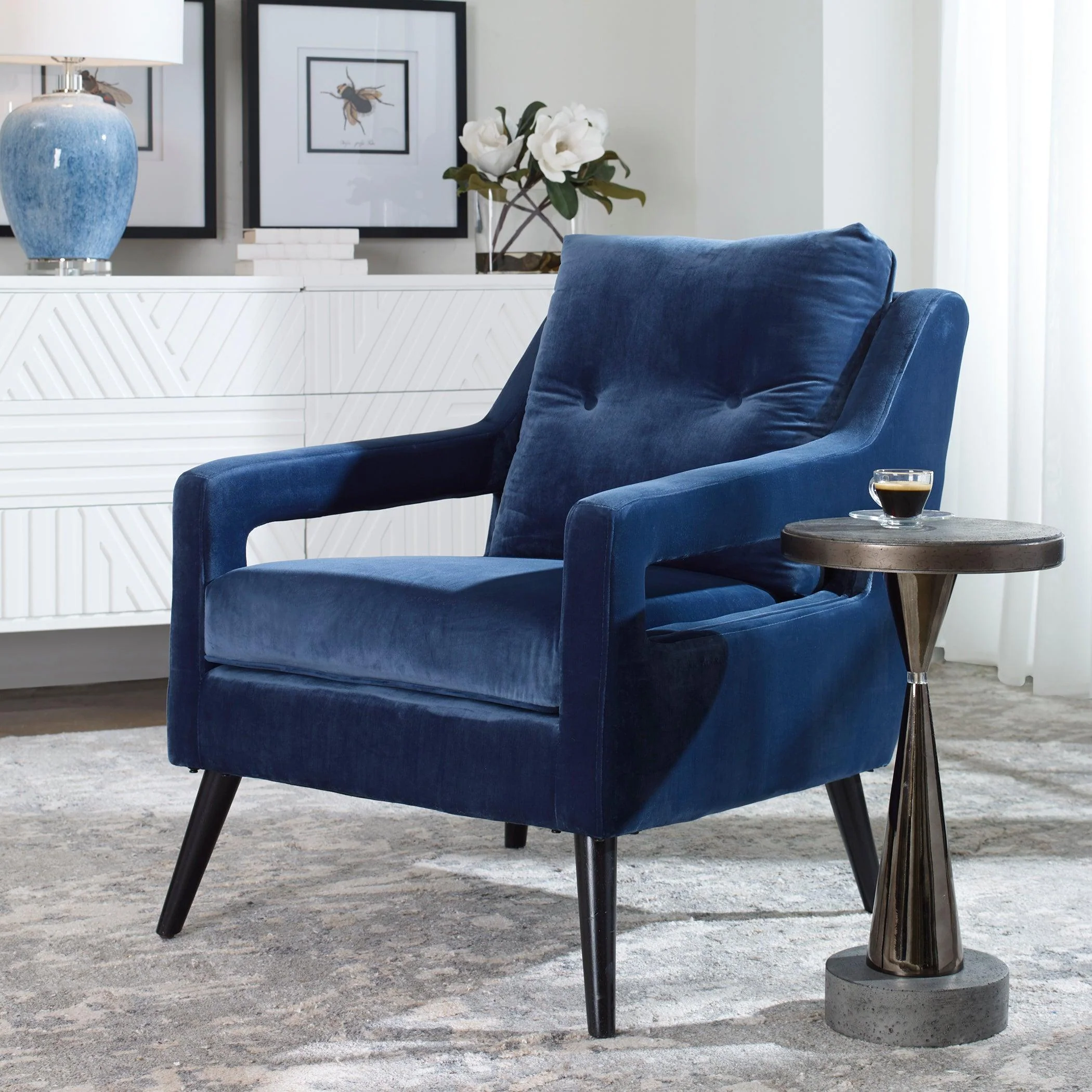 O'Brien Blue Velvet Armchair - Remutear
