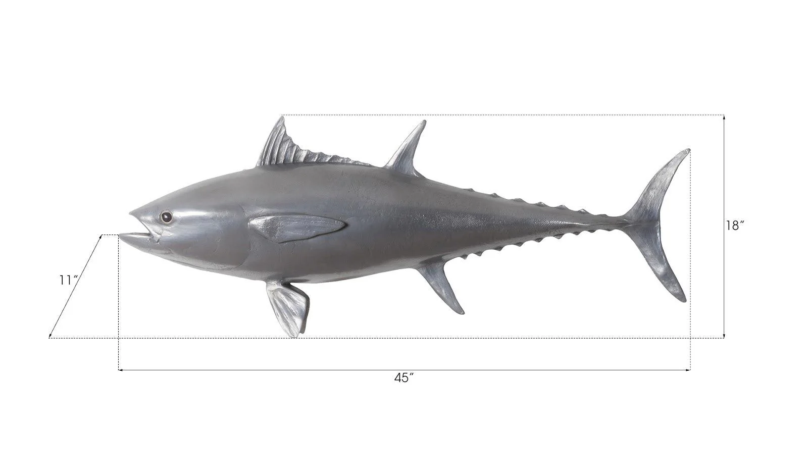 Bluefin Tuna Fish Wall Sculpture, Resin, Polished Aluminum Finish - Remutear