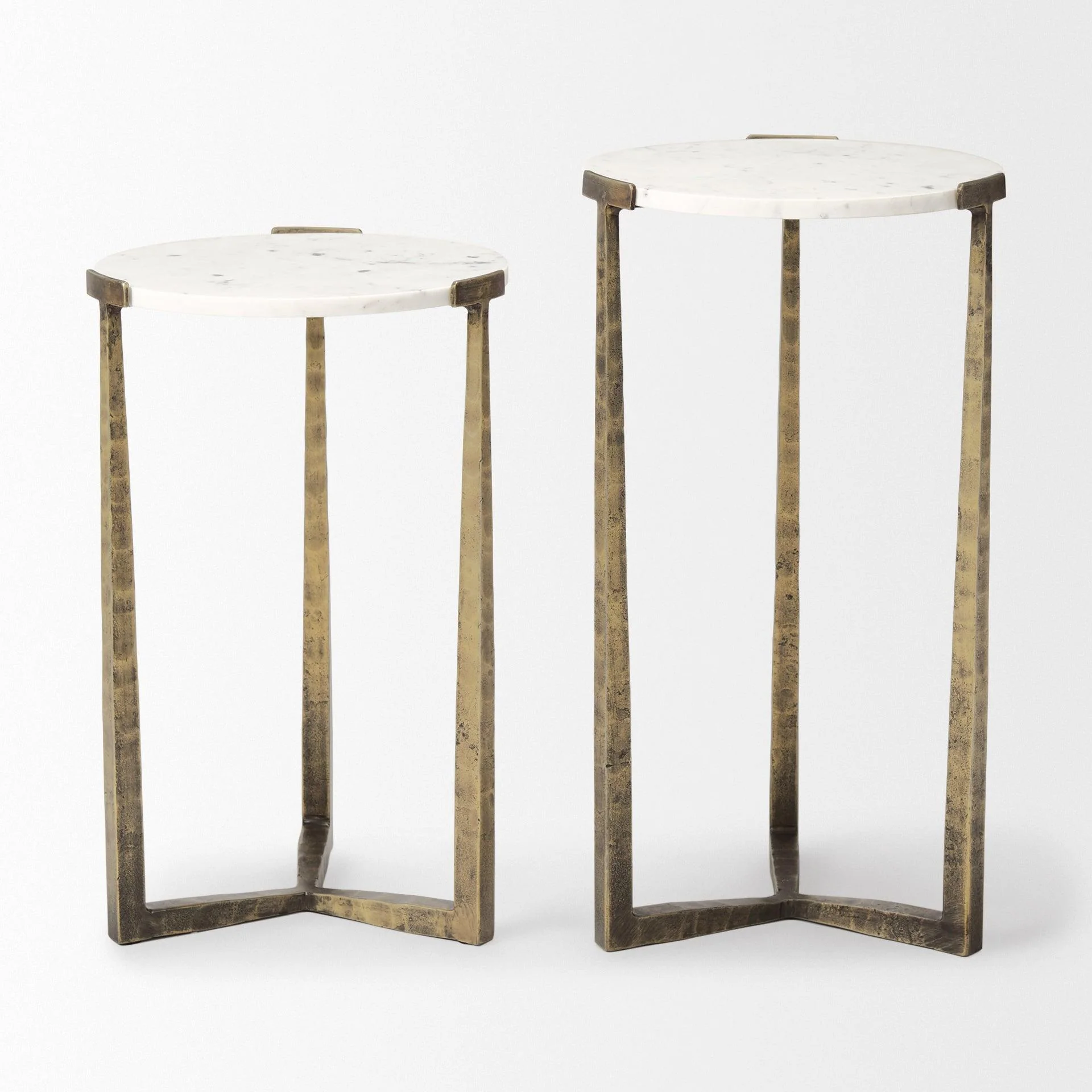 Atticus Marble and Antiqued Gold Metal Nesting Accent Tables (Set of 2) - Remutear