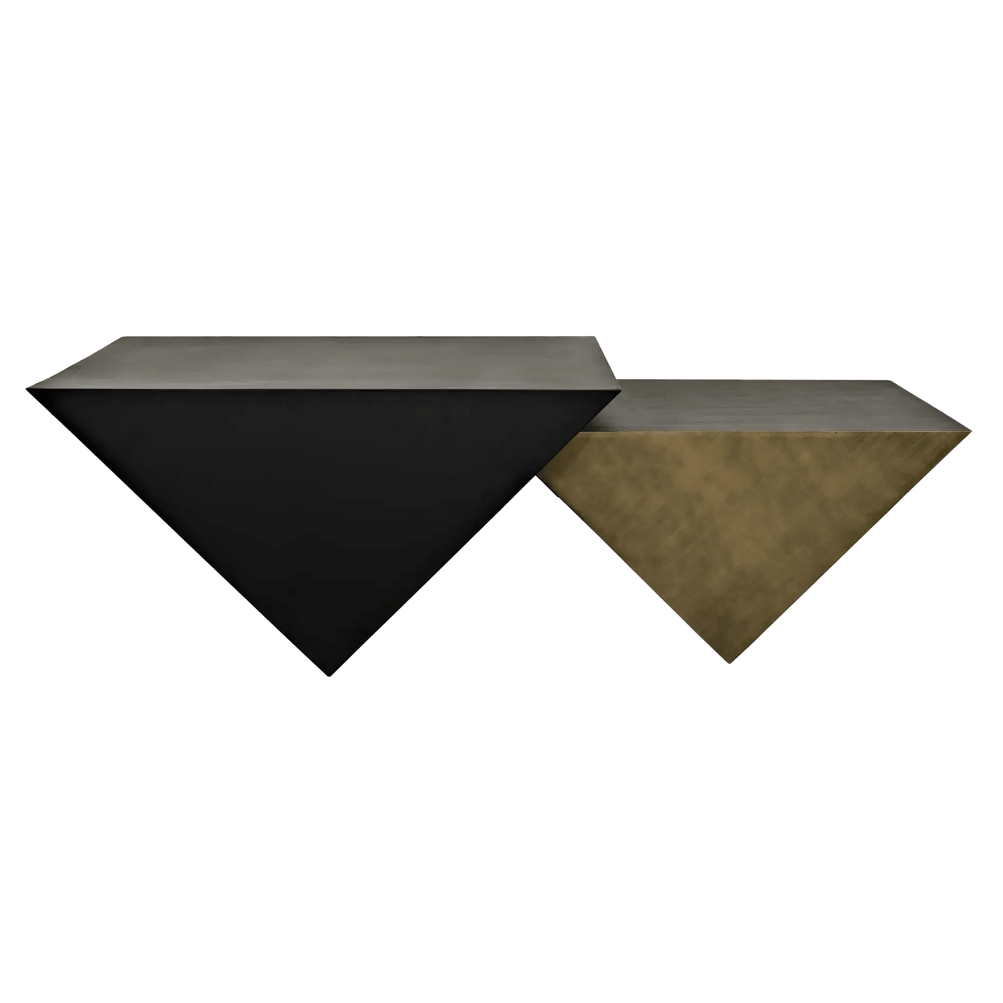 Amboss Coffee Table, Black Metal, Aged Brass Finish - Remutear