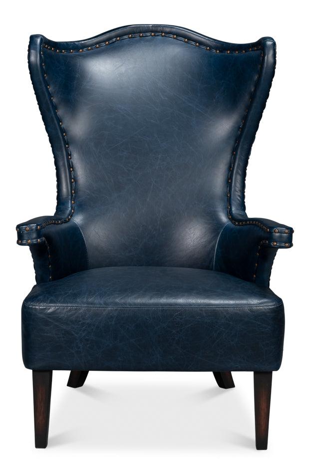 Drake Distilled Leather Chair - Blue - Remutear