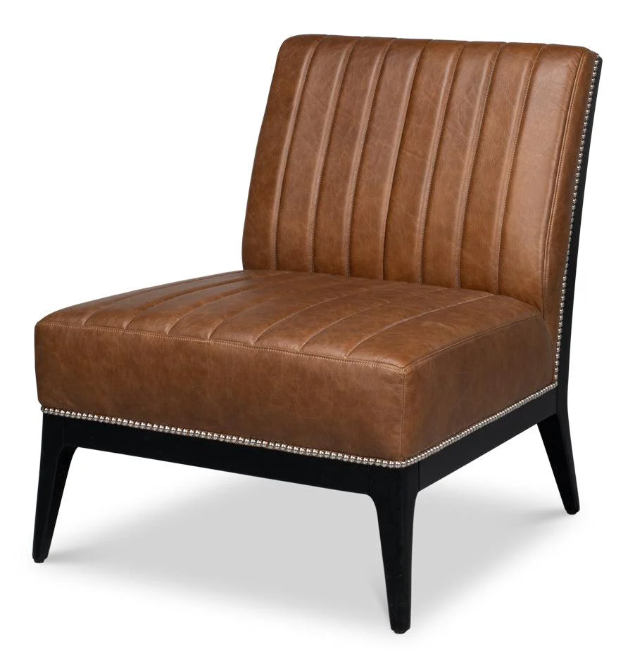 Agave Slipper Chair In Distilled Leather - Remutear