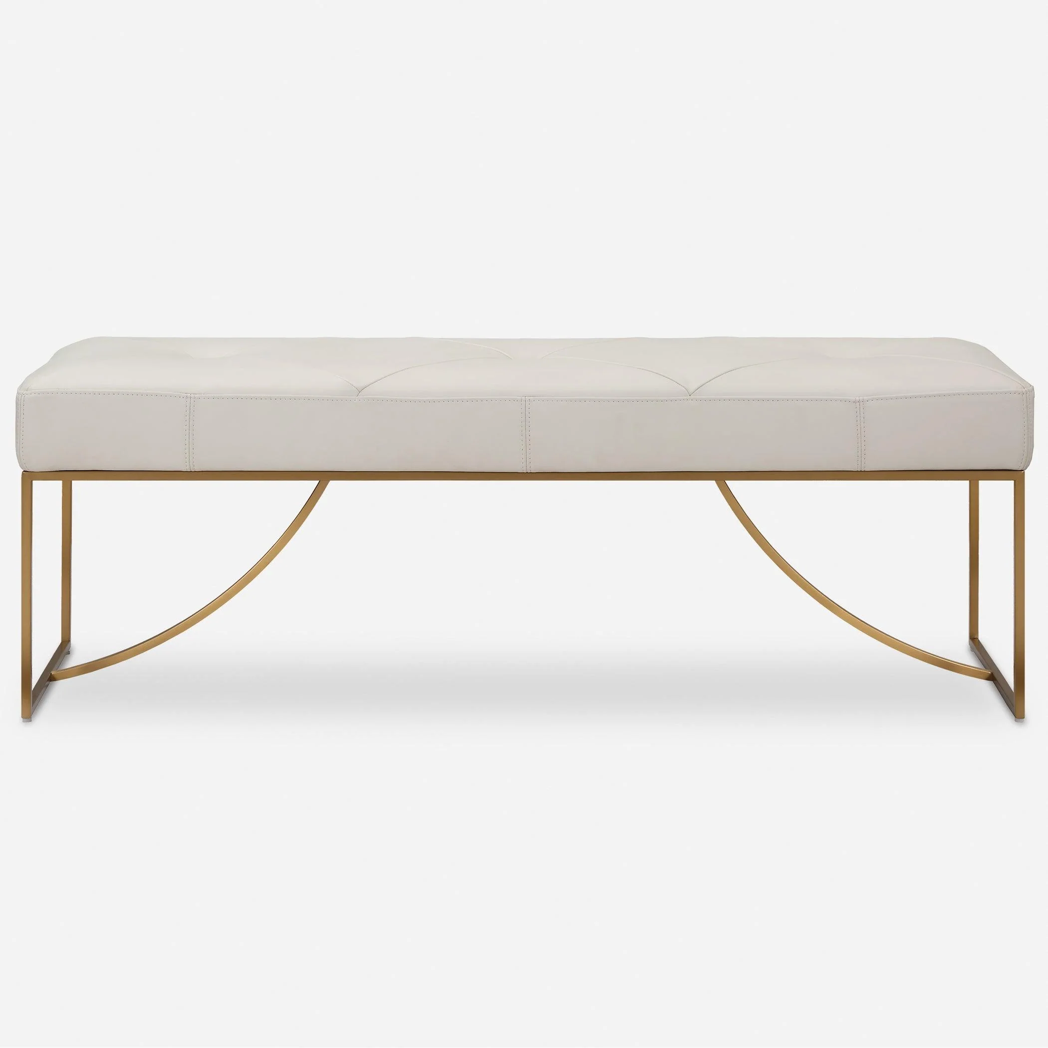 Swale Ivory Leather Bench - Remutear