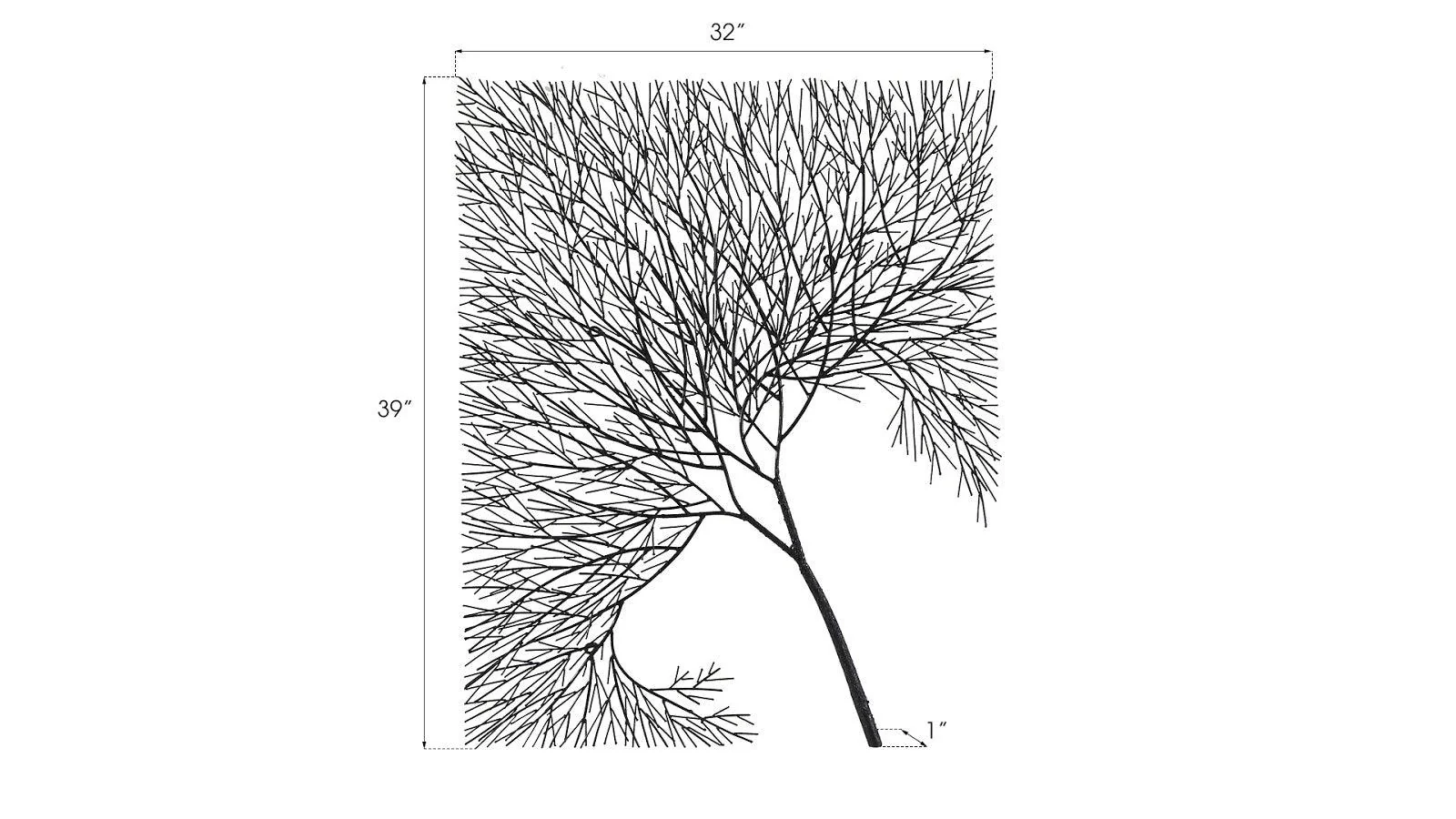 Wire Tree Wall Art, Rectangular, Metal, Black - Remutear