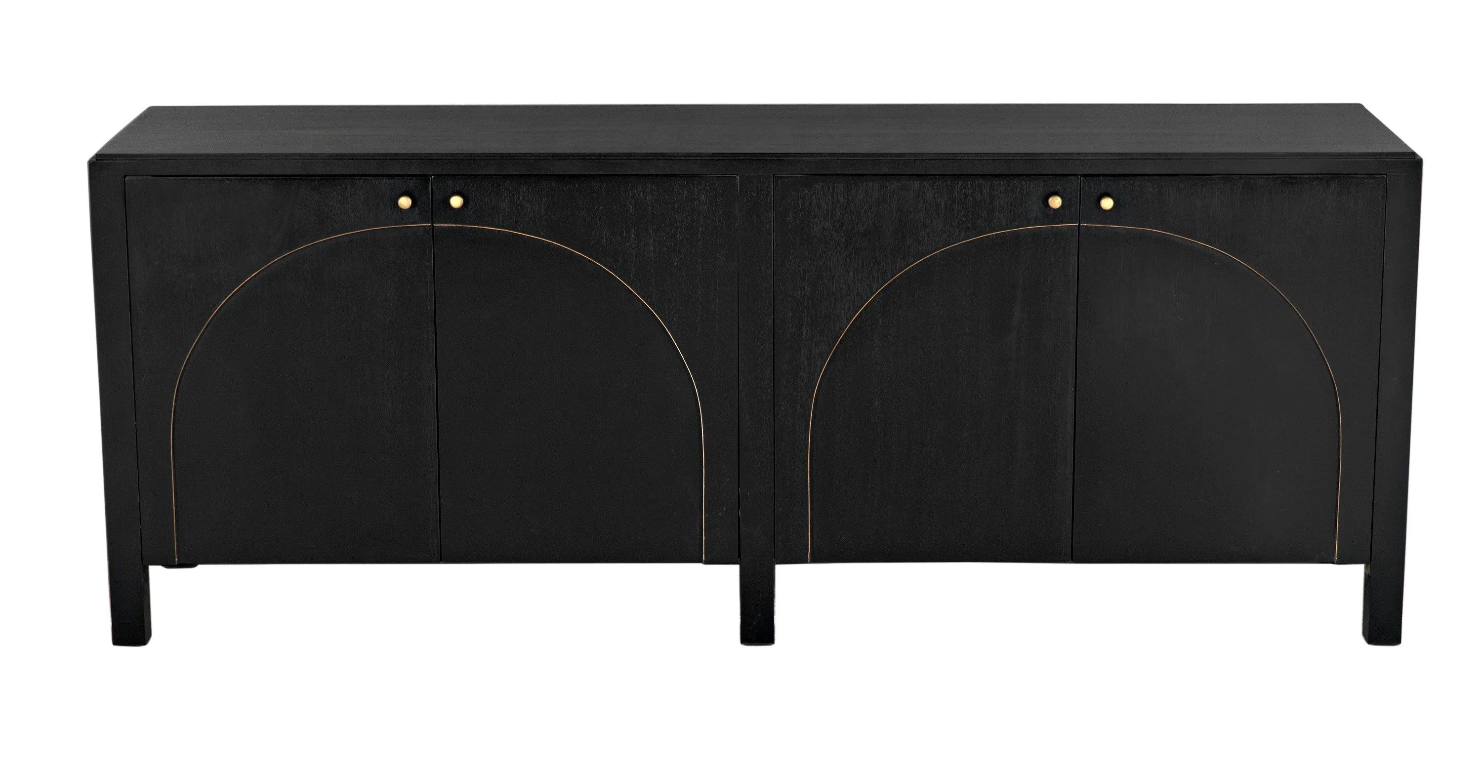 Weston Sideboard, Hand Rubbed Black with Light Brown Trim - Remutear