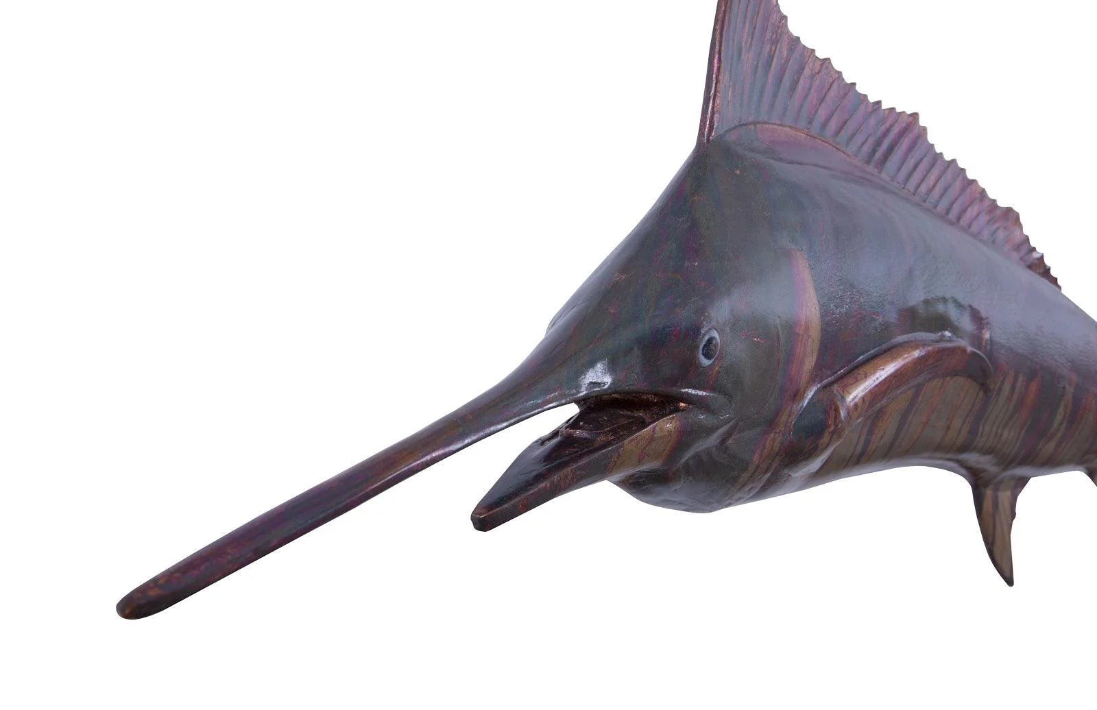 Blue Marlin Fish Wall Sculpture, Resin, Copper Patina Finish - Remutear