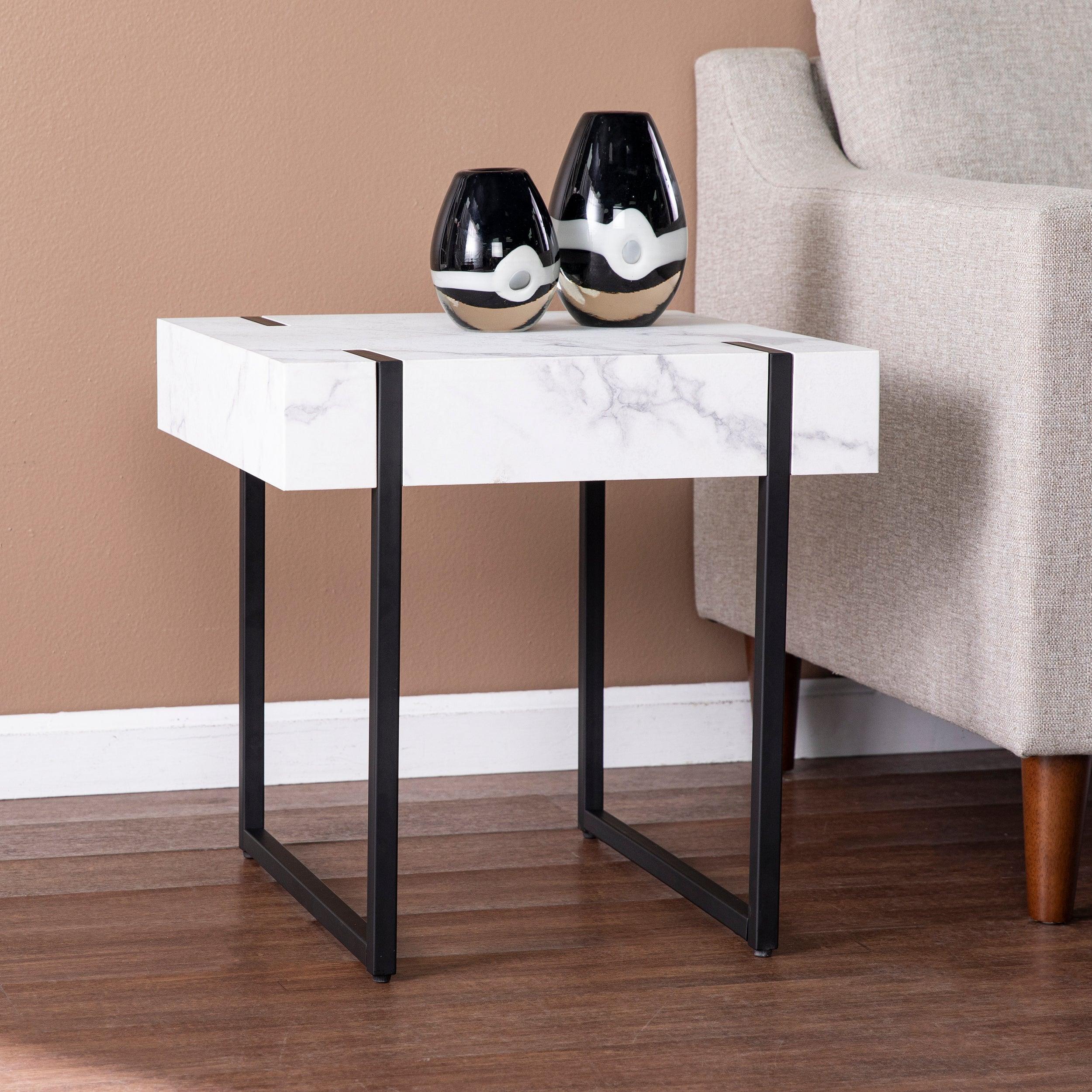 Rangley Modern Faux Marble End Table - Remutear