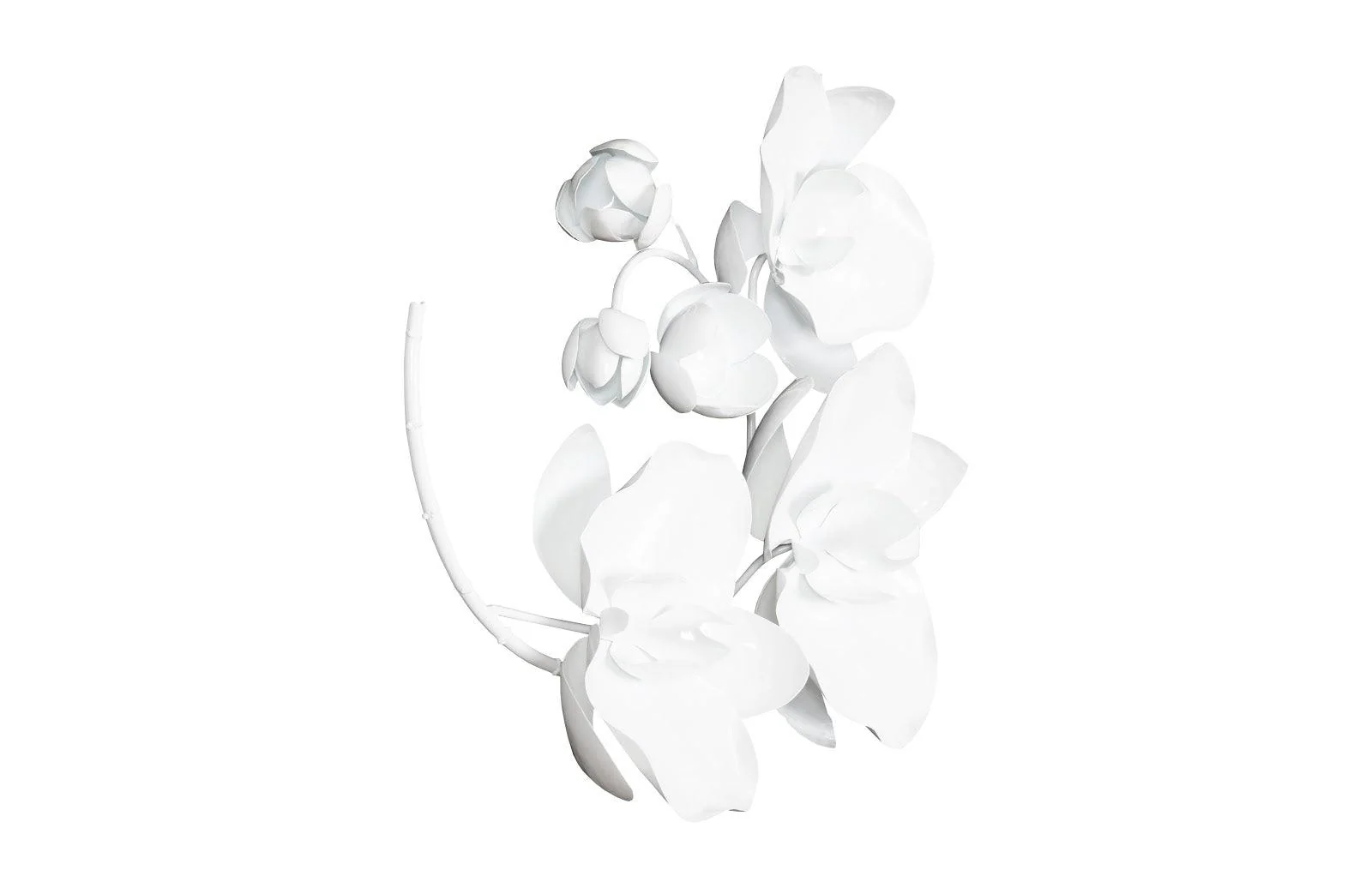 Orchid Sprig Wall Art, Small, Metal, White - Remutear