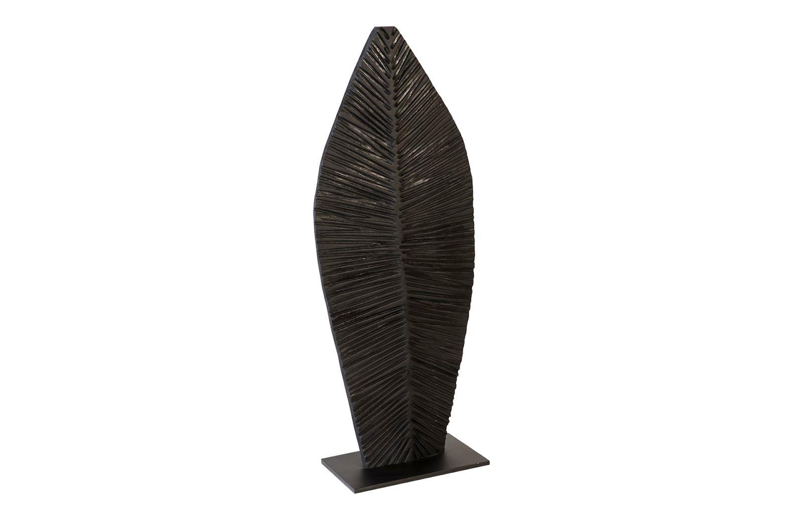 Carved Leaf on Stand, Burnt, SM - Remutear