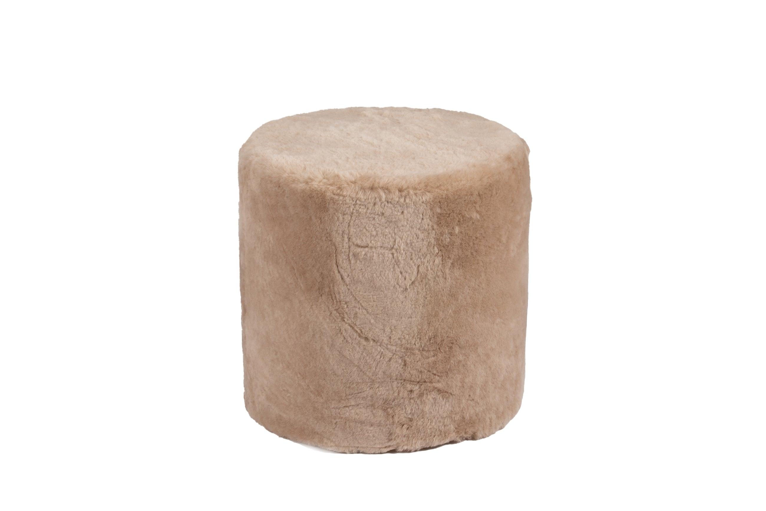 Tall Shearling Round Ottoman - Remutear